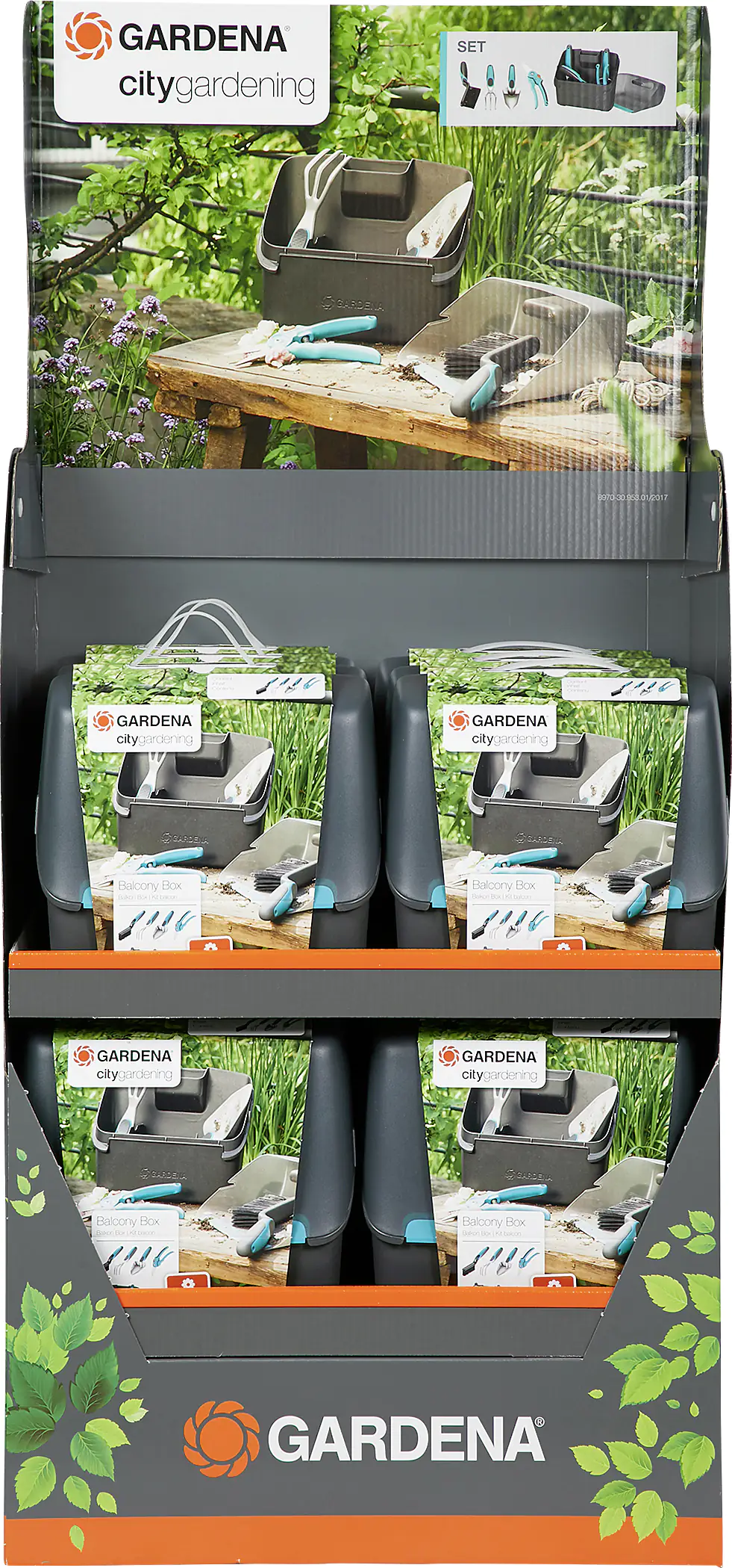 Gardena Balkon-Box City Gardening Blumenkelle Grubber Schere Handbesen