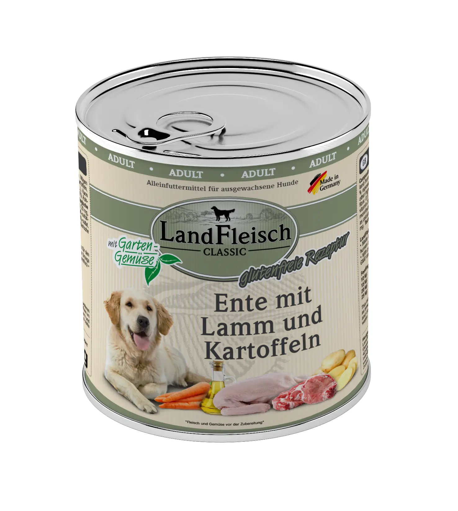 Landfleisch Classic Hundenassfutter Adult glutenfrei 800 g Ente & Lamm + Kartoffel