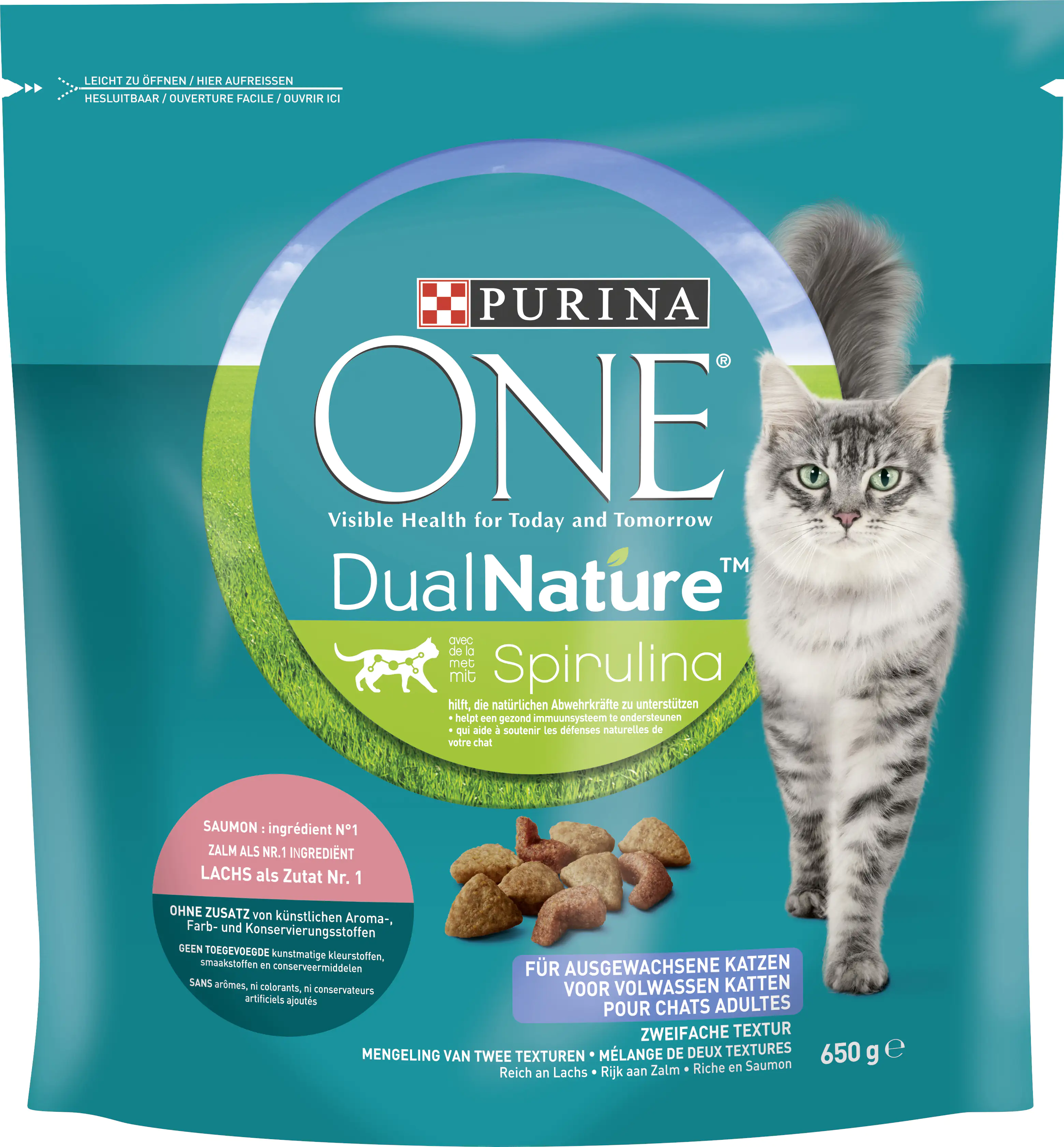 Purina One Katzenfutter DualNature mit Spirulina & Lachs 650 g Purina One Katzenfutter DualNature mit Spirulina & Lachs 650 g