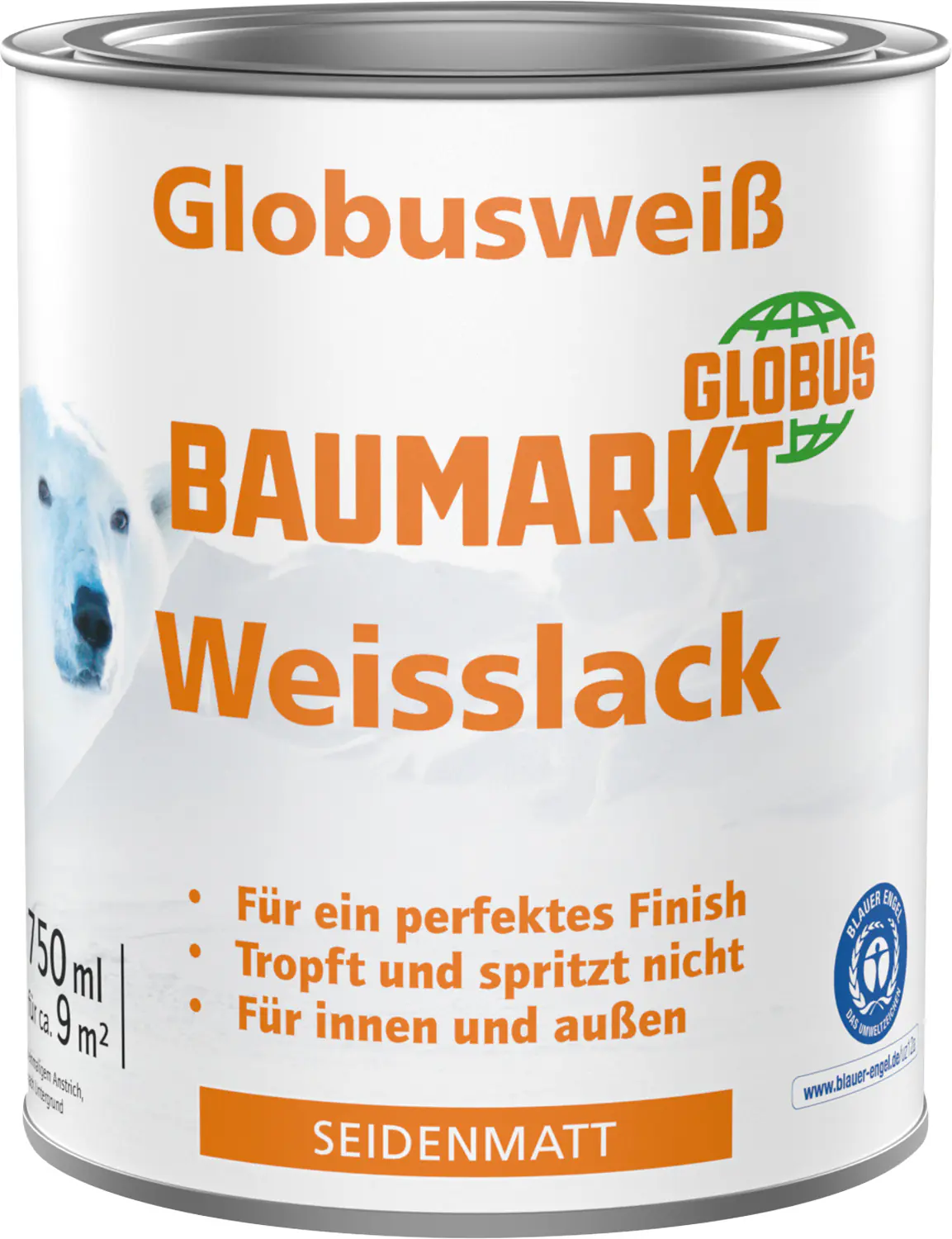 Globusweiß Weißlack weiß seidenmatt 750 ml