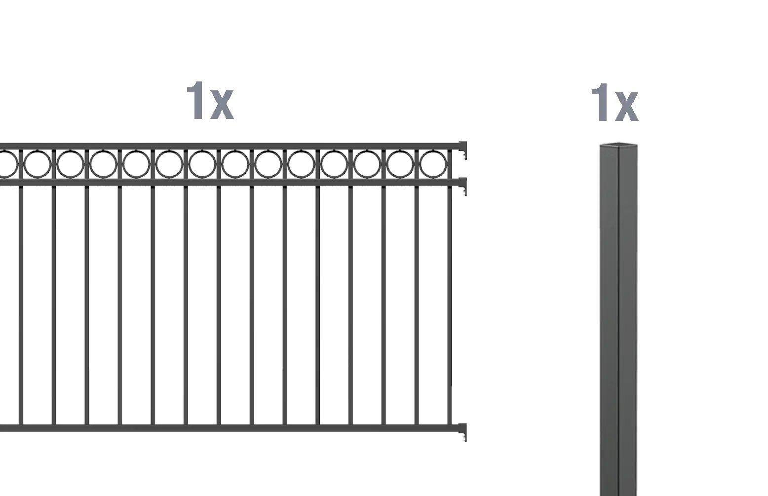 Alberts Komplettset Zaun Circle 2 m 100 cm anthrazit zE Alberts Komplettset Zaun Circle 2 m 100 cm anthrazit zE