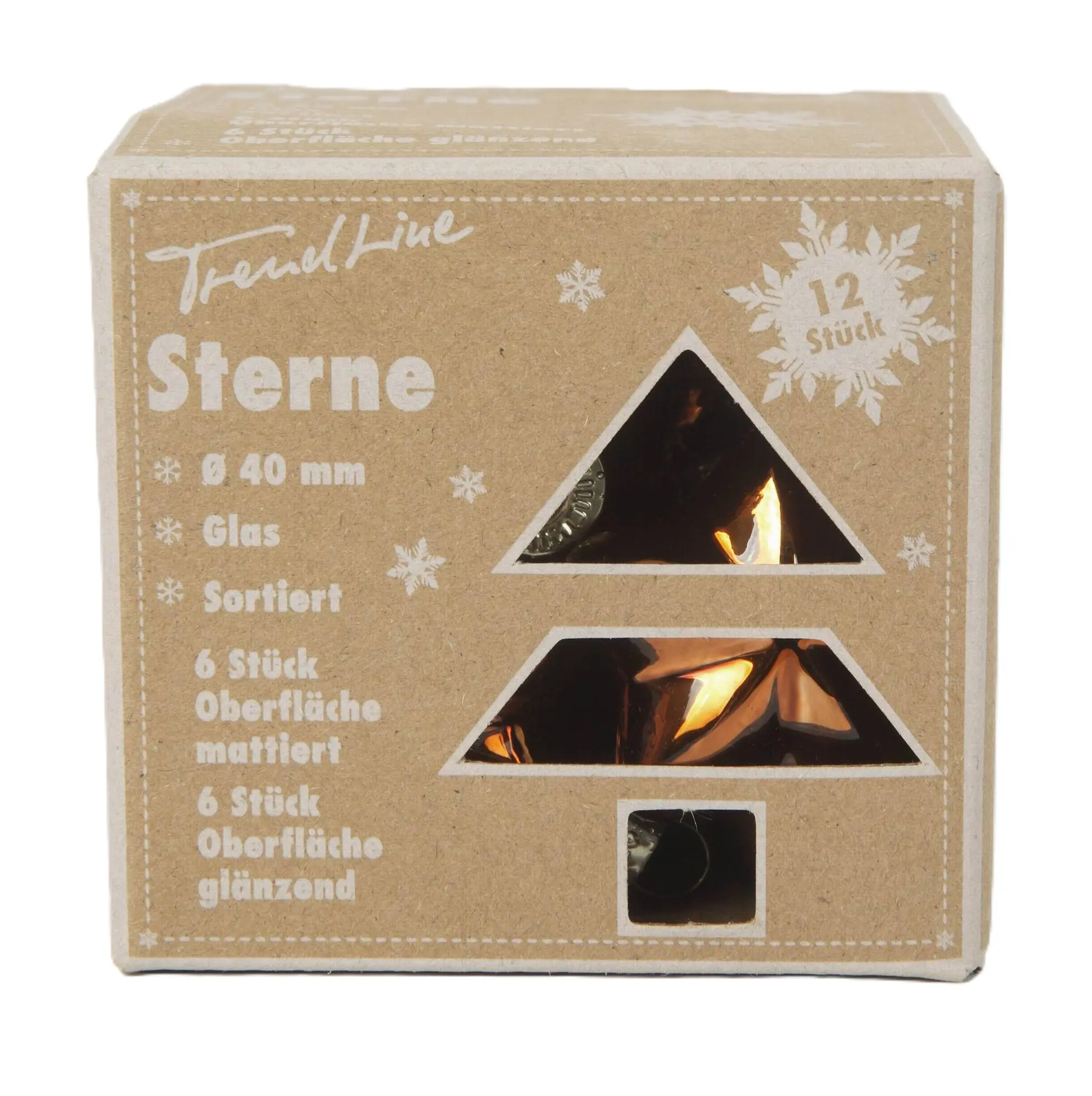 TrendLine Weihnachtskugeln aus Glas Sterne Ø 4 cm espresso 12 Stück
