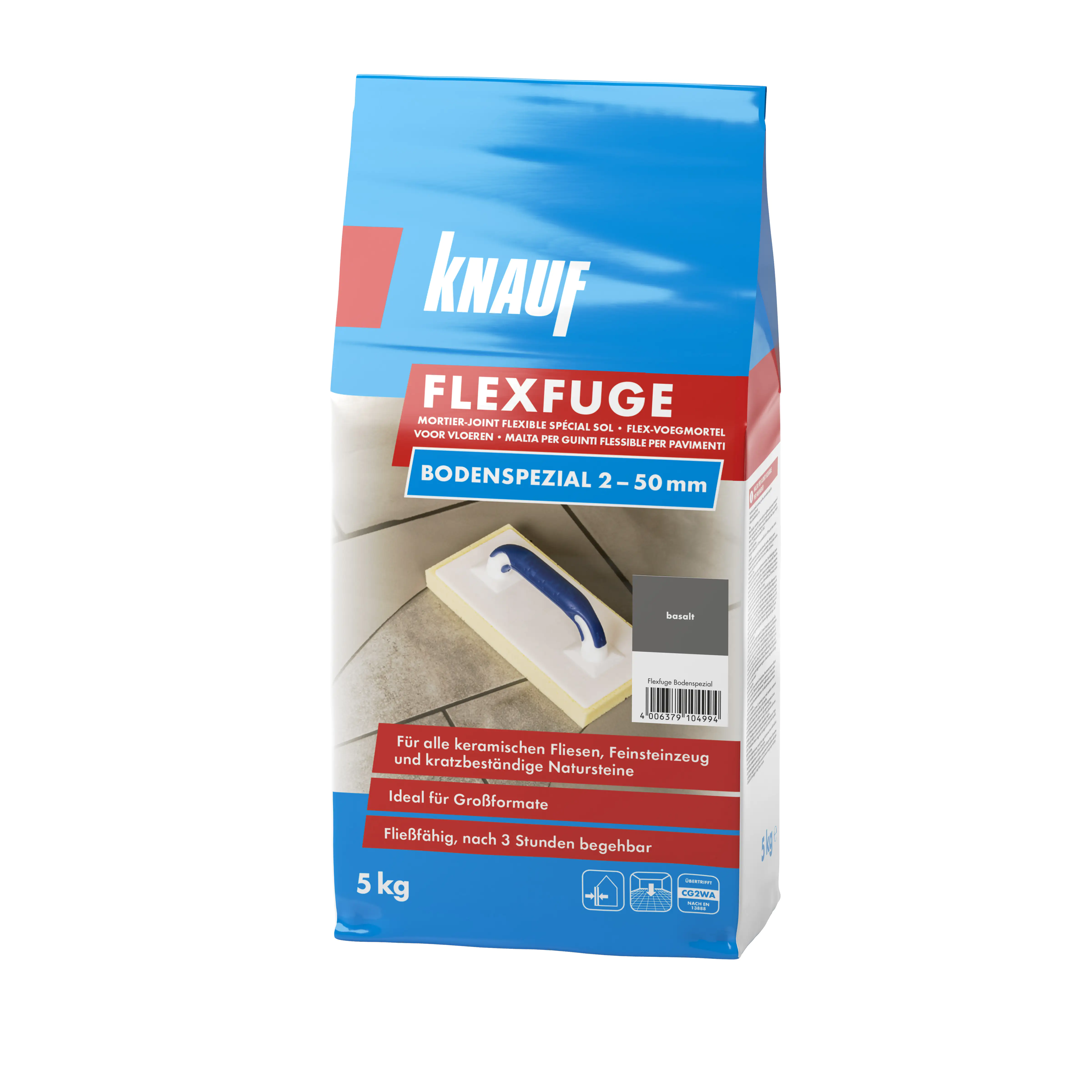 Knauf Fugenmörtel Flexfuge Bodenspezial 2 - 50 mm basalt 5 kg