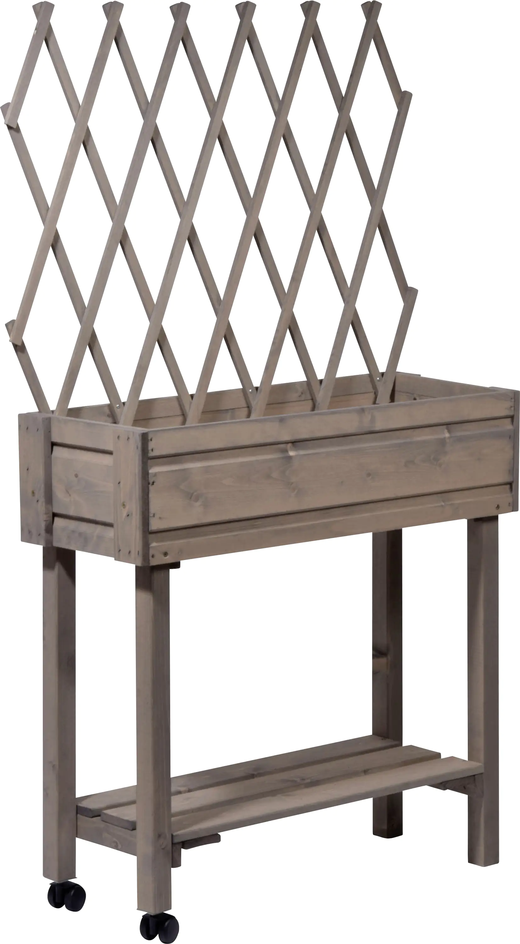 Dobar Rollbares Hochbeet mit Rankgitter grau 79 x 28,5 x 130 cm