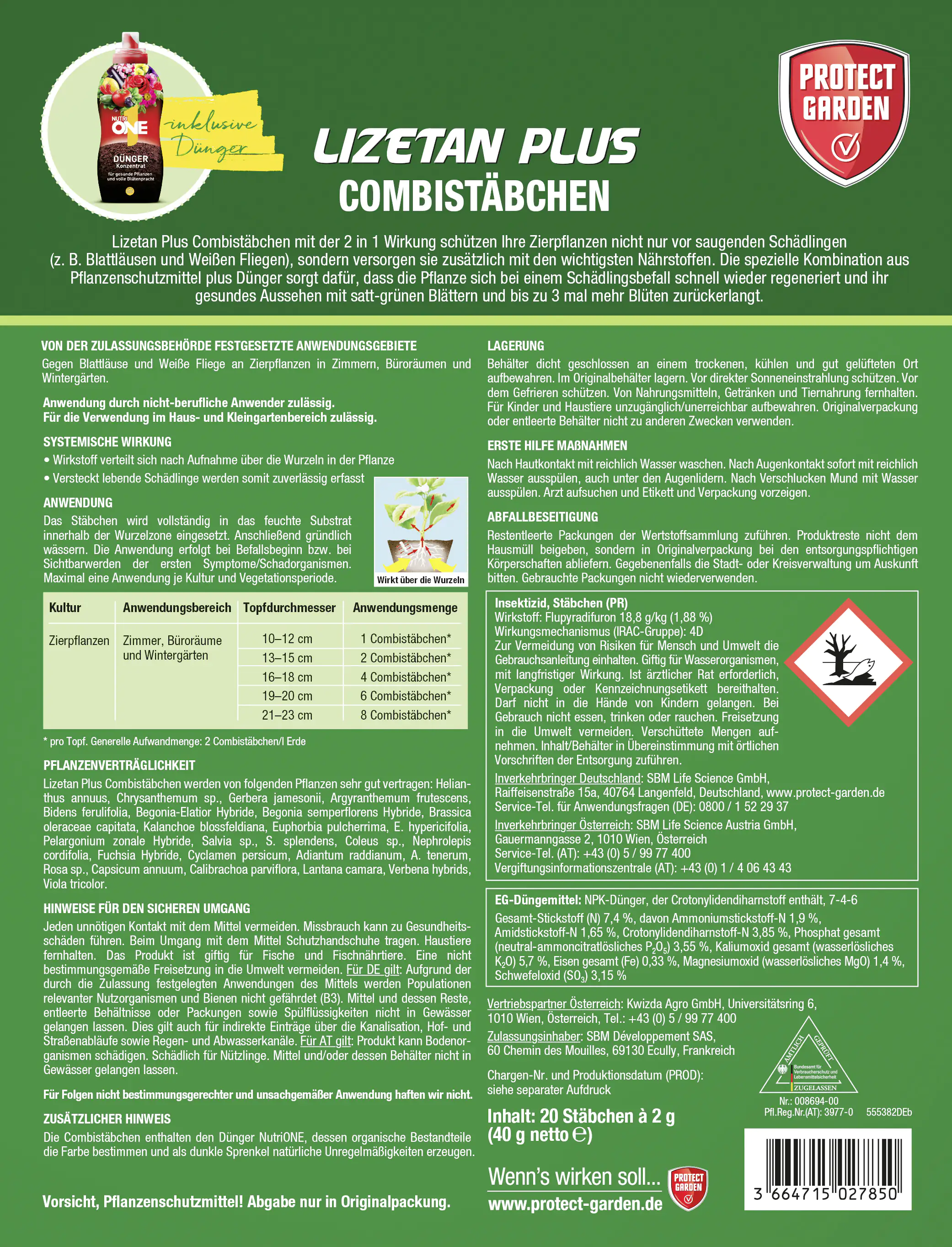 Protect Garden Lizetan Plus Combistäbchen 20 Stück Protect Garden Lizetan Plus Combistäbchen 20 Stück