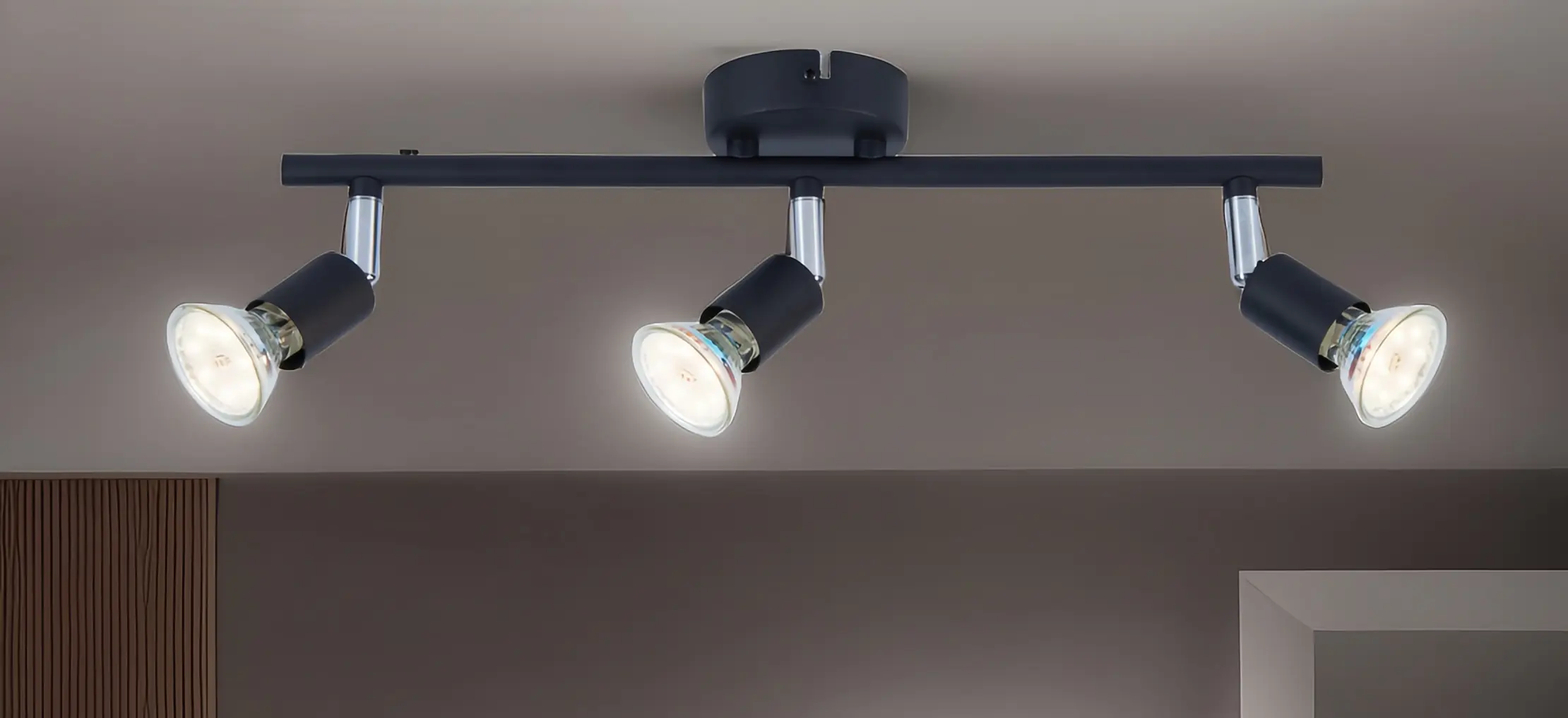 LED Leuchten 3er Spot Linos 3 schwarz 40 x 11 cm warmweiß