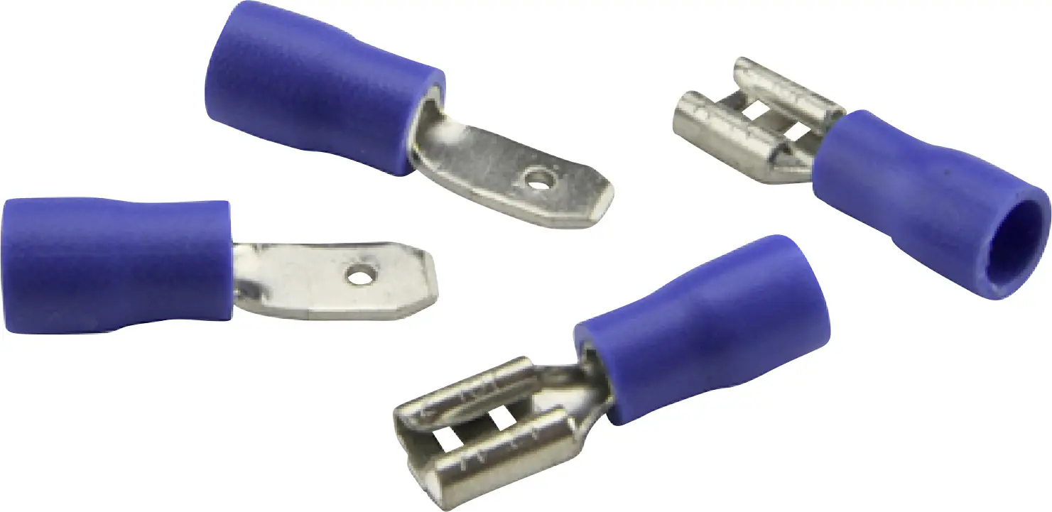 Flachsteckhülsen-Set isoliert 2,5mm² Inhalt: 10 x Stecker, 10 x Zunge