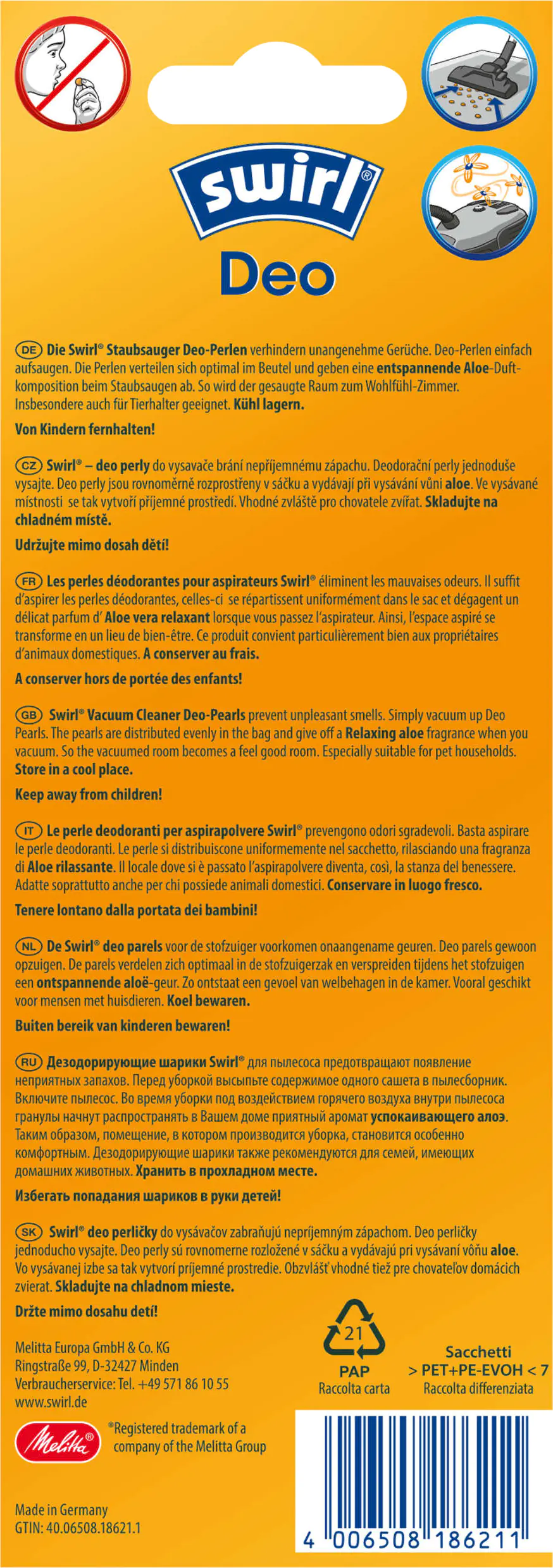 Swirl Deo Perlen für Staubsauger Entspannende Aloe 4 Portionen Swirl Deo Perlen für Staubsauger Entspannende Aloe 4 Portionen