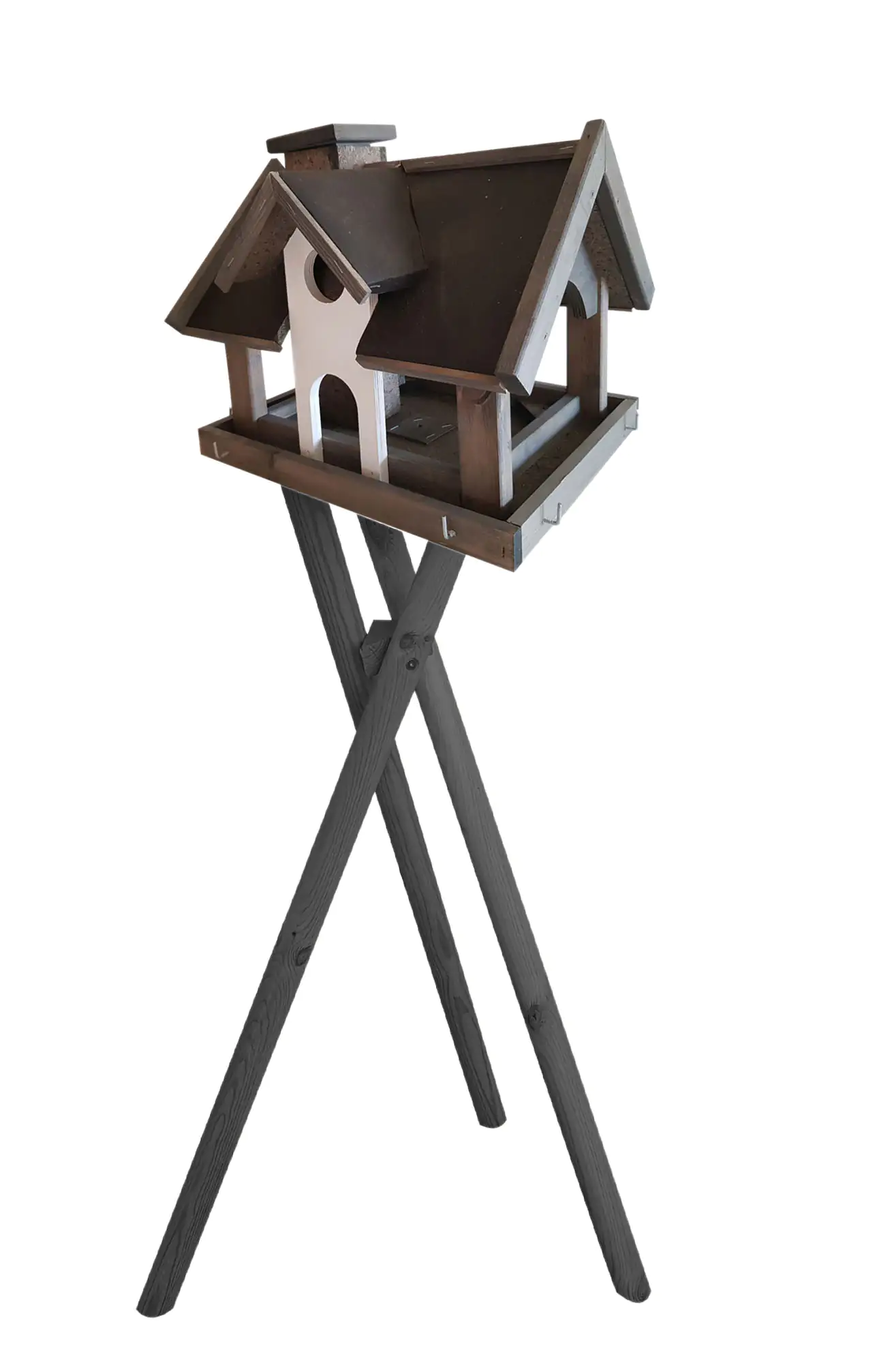 4251139107610_1 Vogelhaus massiv mit 3-Bein Ständer LxBxH: 34x33x40 cm