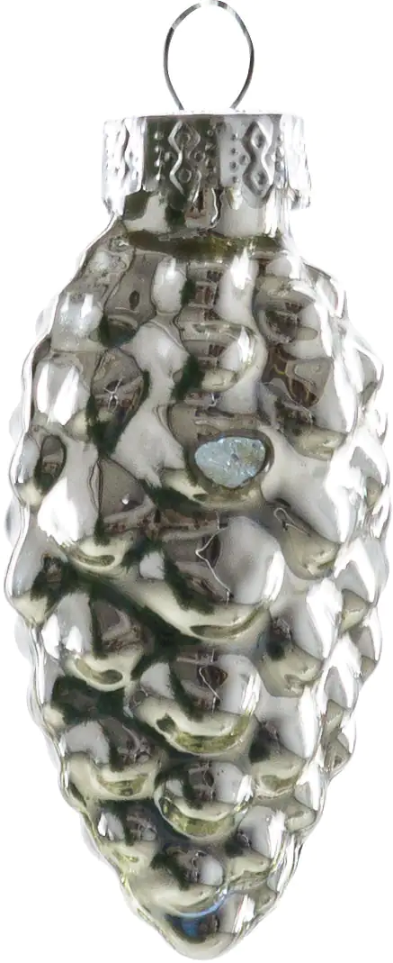 TrendLine Weihnachtskugeln Glas-Tannenzapfen 6 cm silber 12 Stück