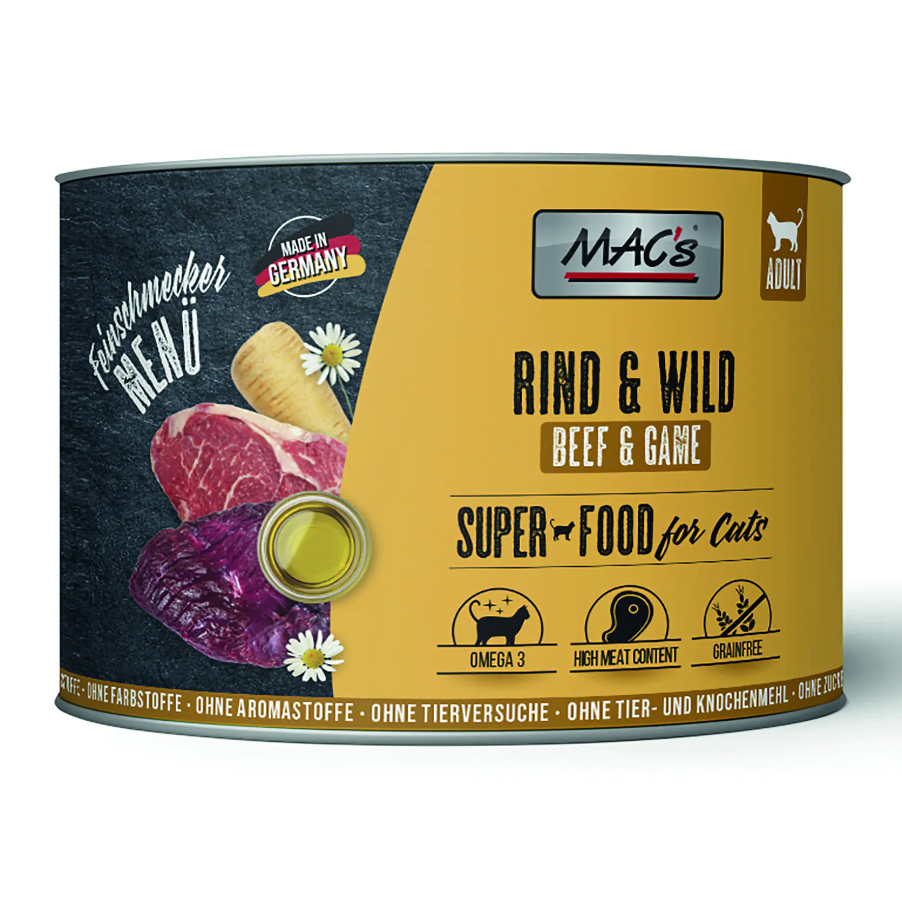Macs Katzennassfutter Adult getreidefrei 200 g Rind & Wild 