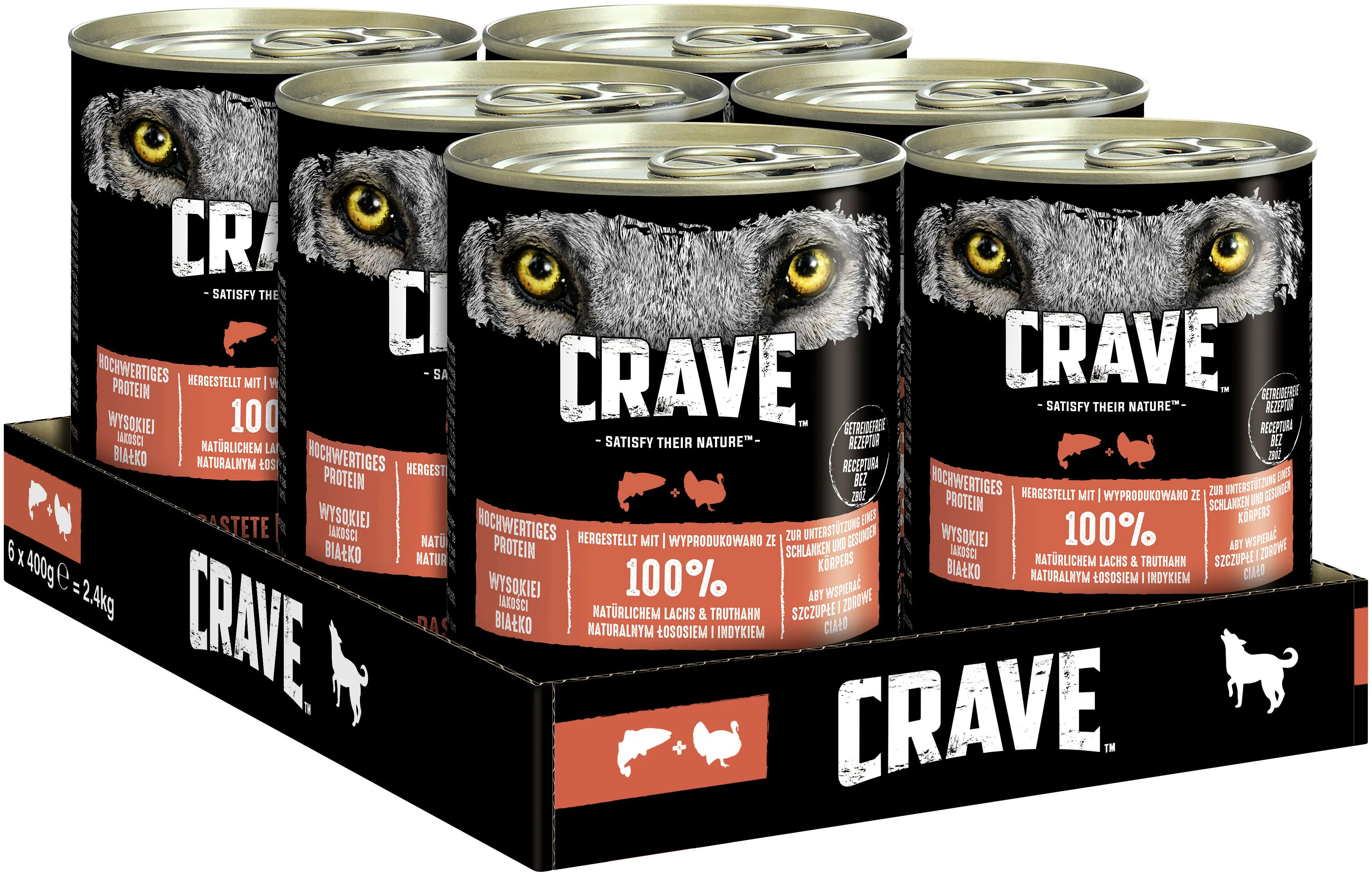 Crave Pastete Hundenassfutter Adult 400 g Lachs & Truthahn