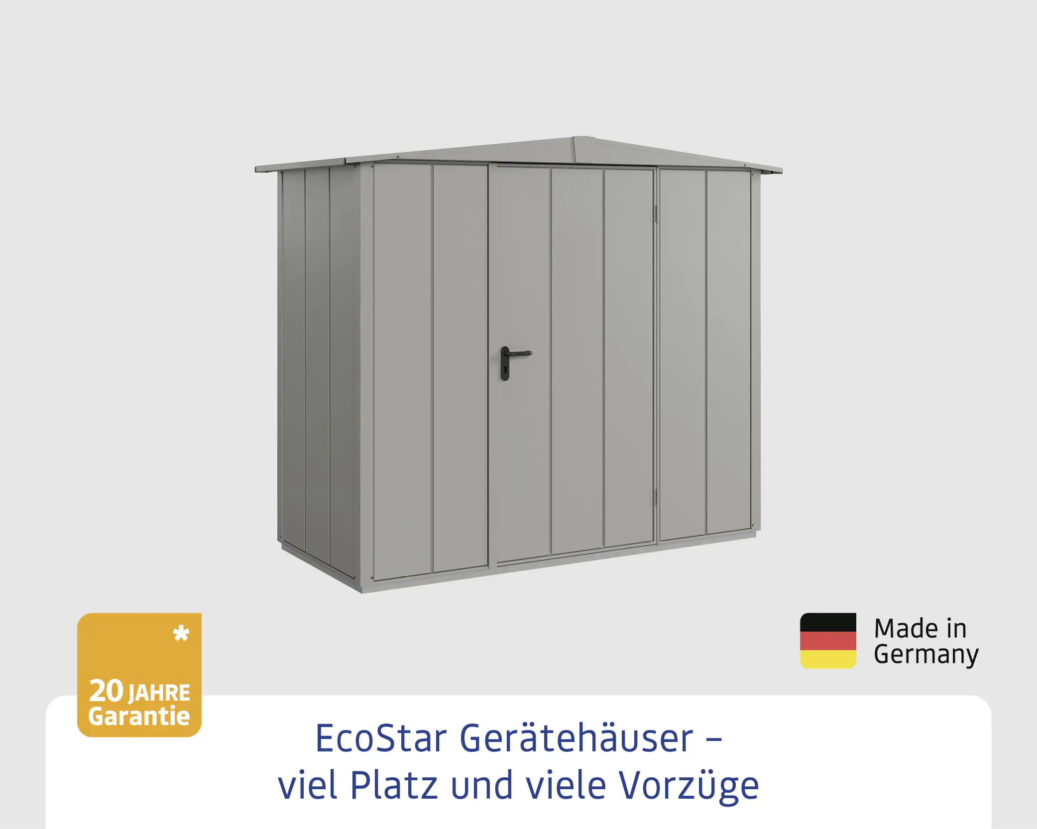 EcoStar Gerätehaus Elegant-S Typ 1 graualuminium 1 flg 258,8 x 121,3 cm