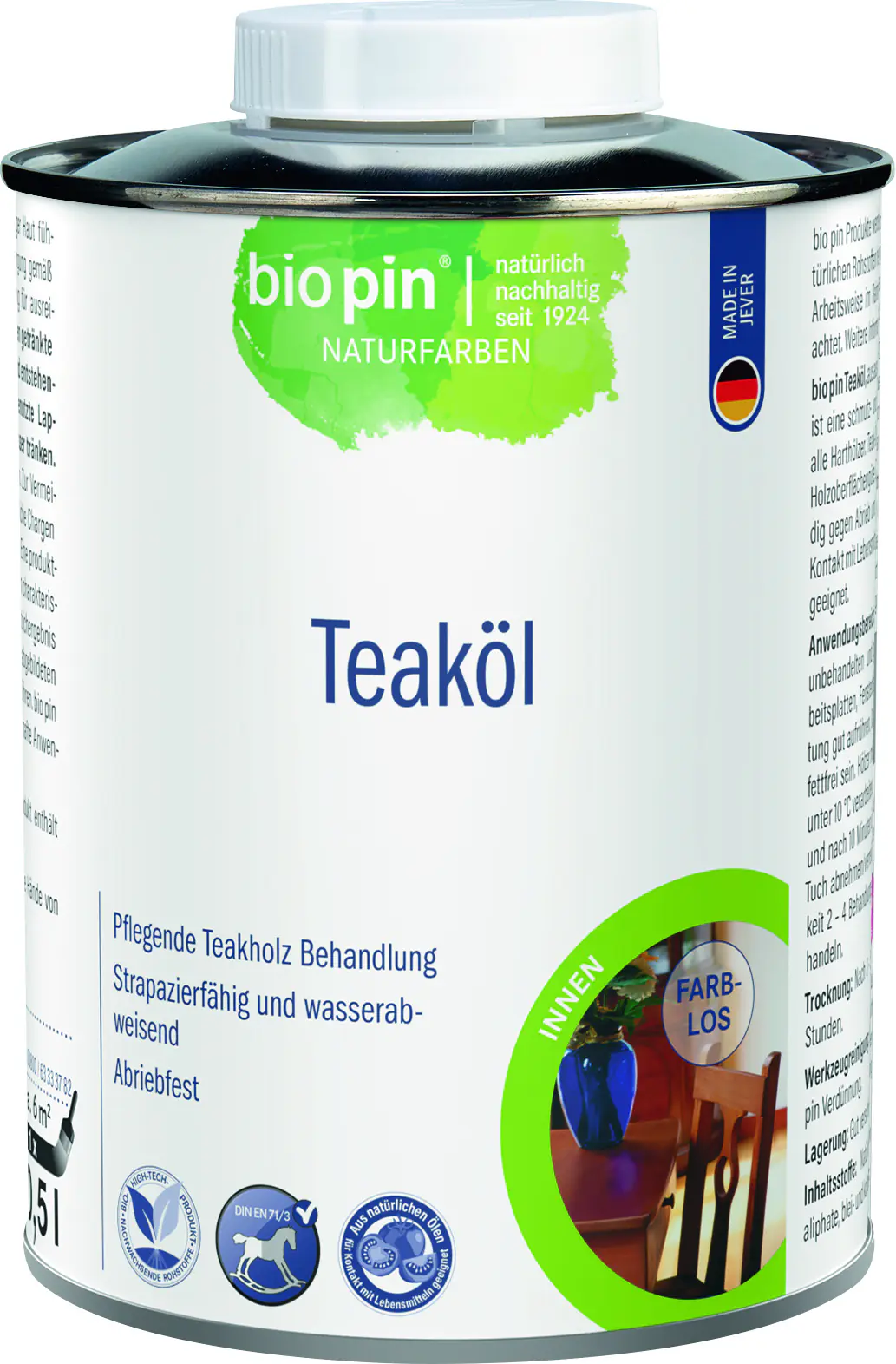 Biopin Naturfarben Teaköl 500 ml farblos