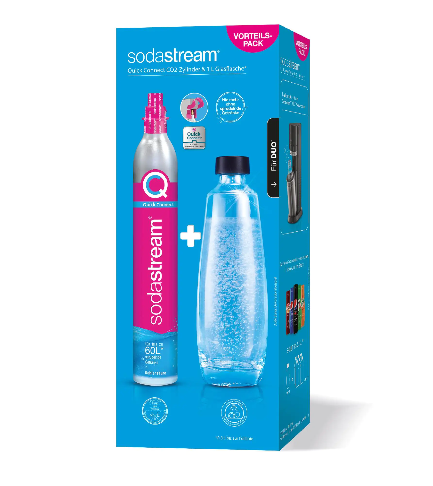 Sodastream Quick Connect Reservezylinder inkl. 1 L Glasflasche