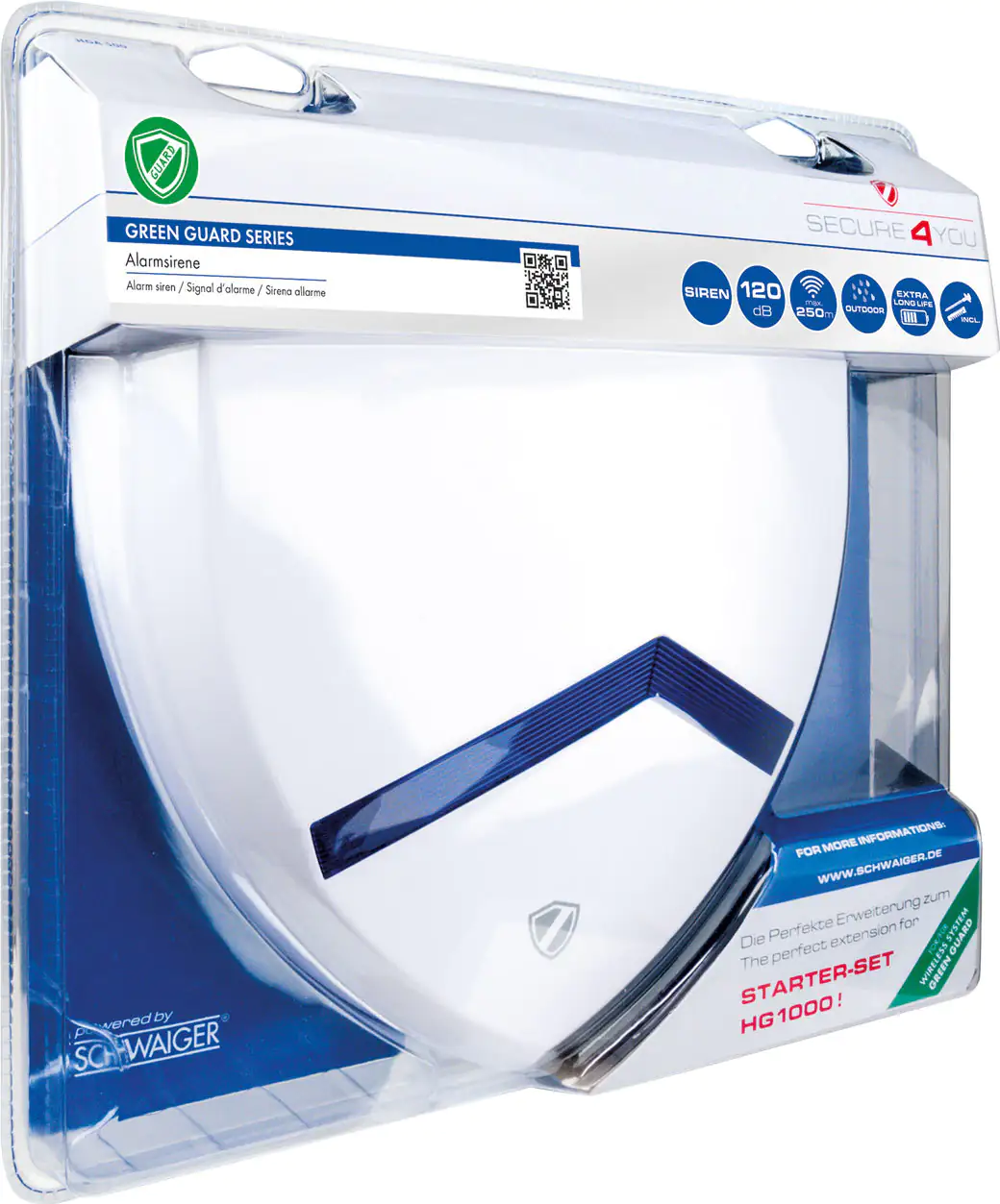 4004005019940_1 Schwaiger Außensirene Green Guard weiß