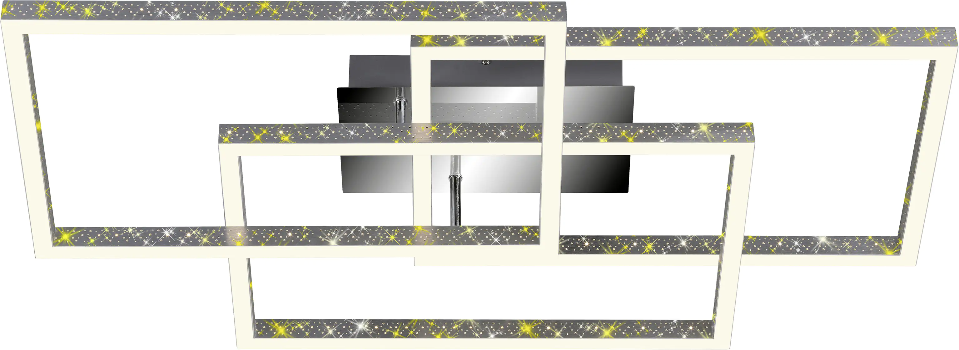 Briloner LED Deckenleuchte Frame 80 cm, alu chrom, Glitzereffekt