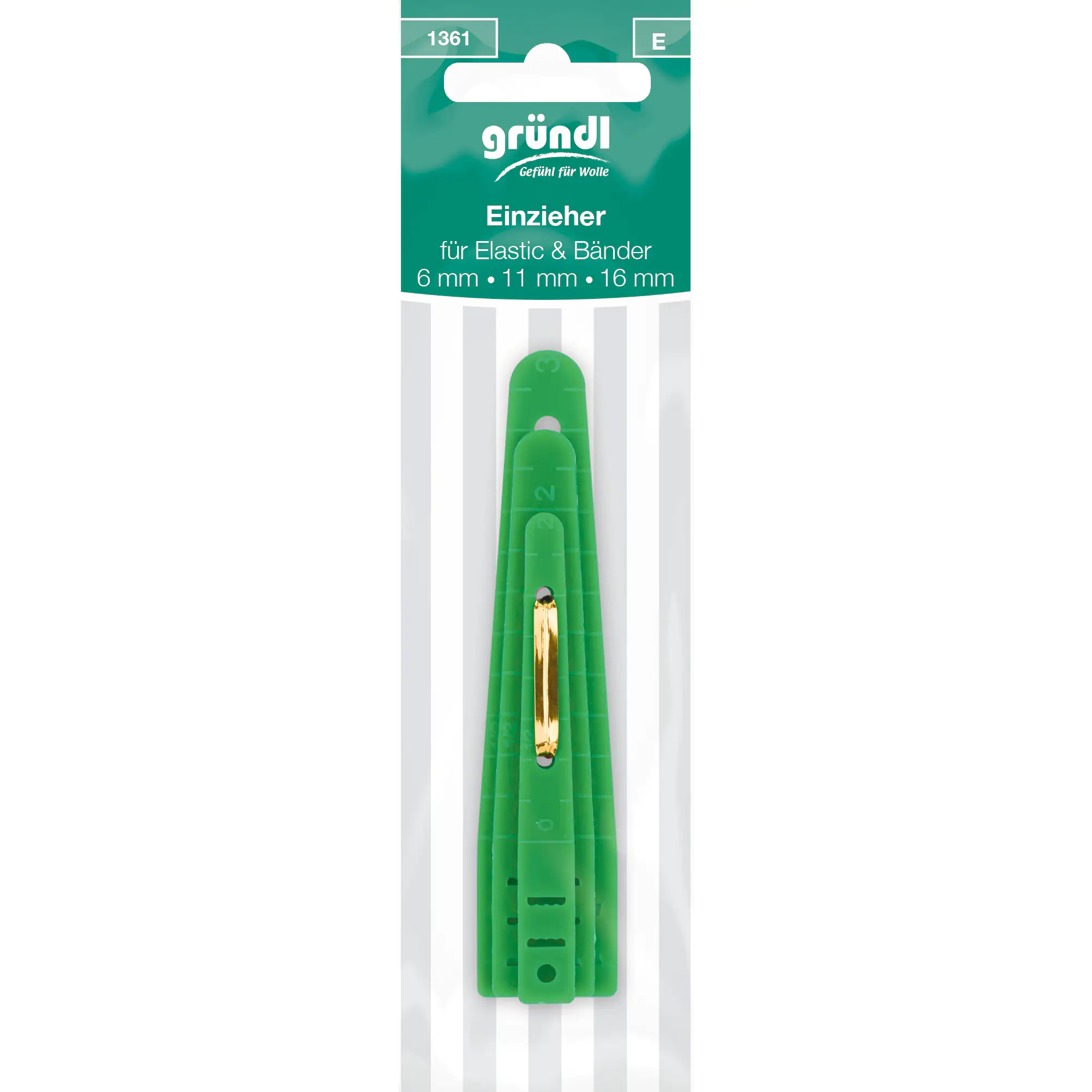 Gründl Einzieher für Elastic und Bänder grün 6/11/16 mm