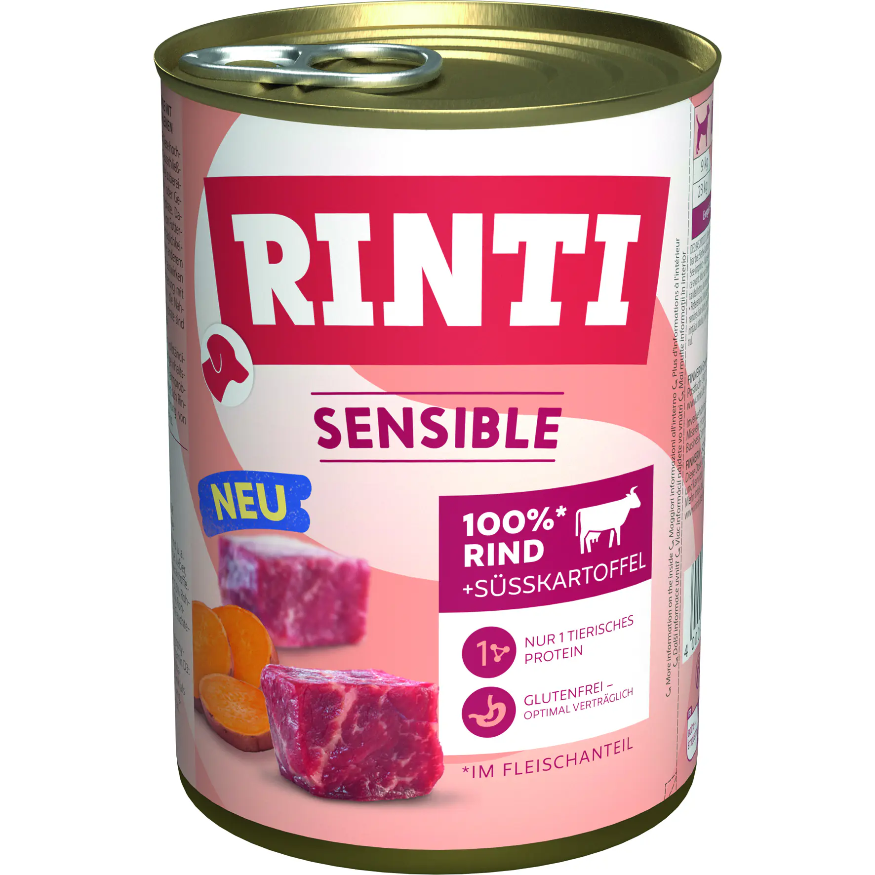 Rinti Sensible Hundenassfutter Adult 400 g Rind & Süßkartoffel