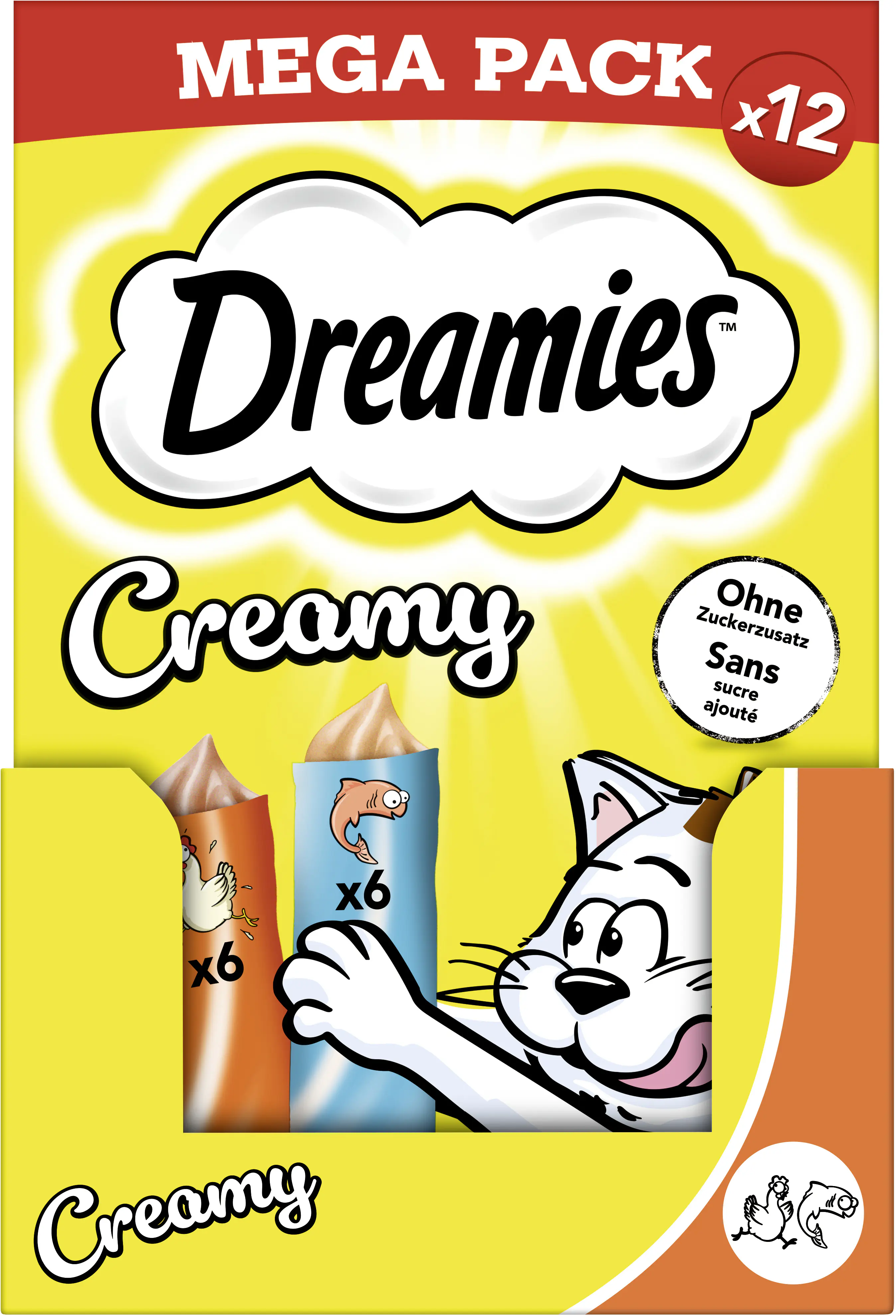 DREAMIES Creamy Katzensnack Adult 12 x 10 g Huhn & Lachs
