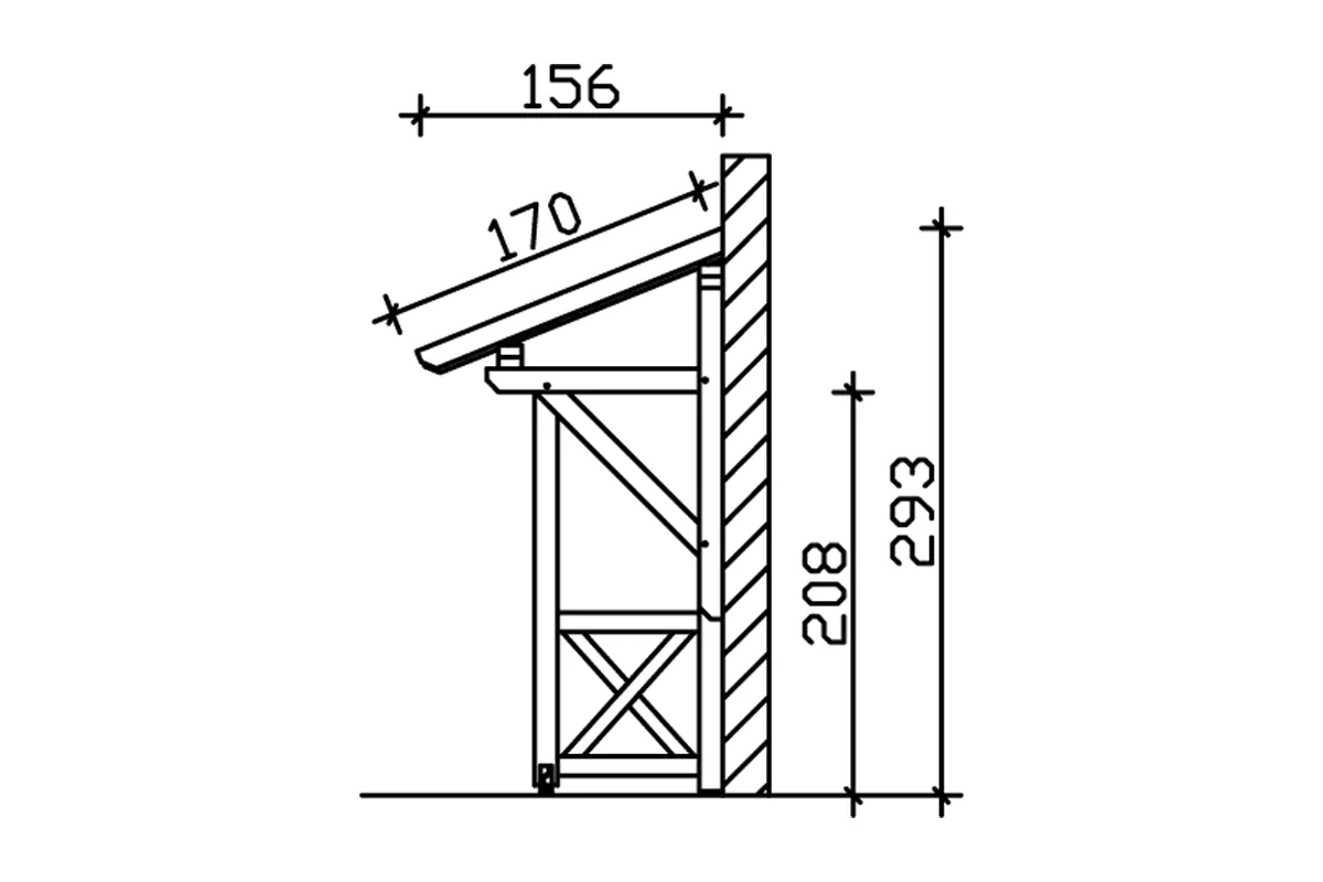SKAN HOLZ Vordach Potsdam Typ 3 176 x 156 cm, lasiert in Schiefergrau
