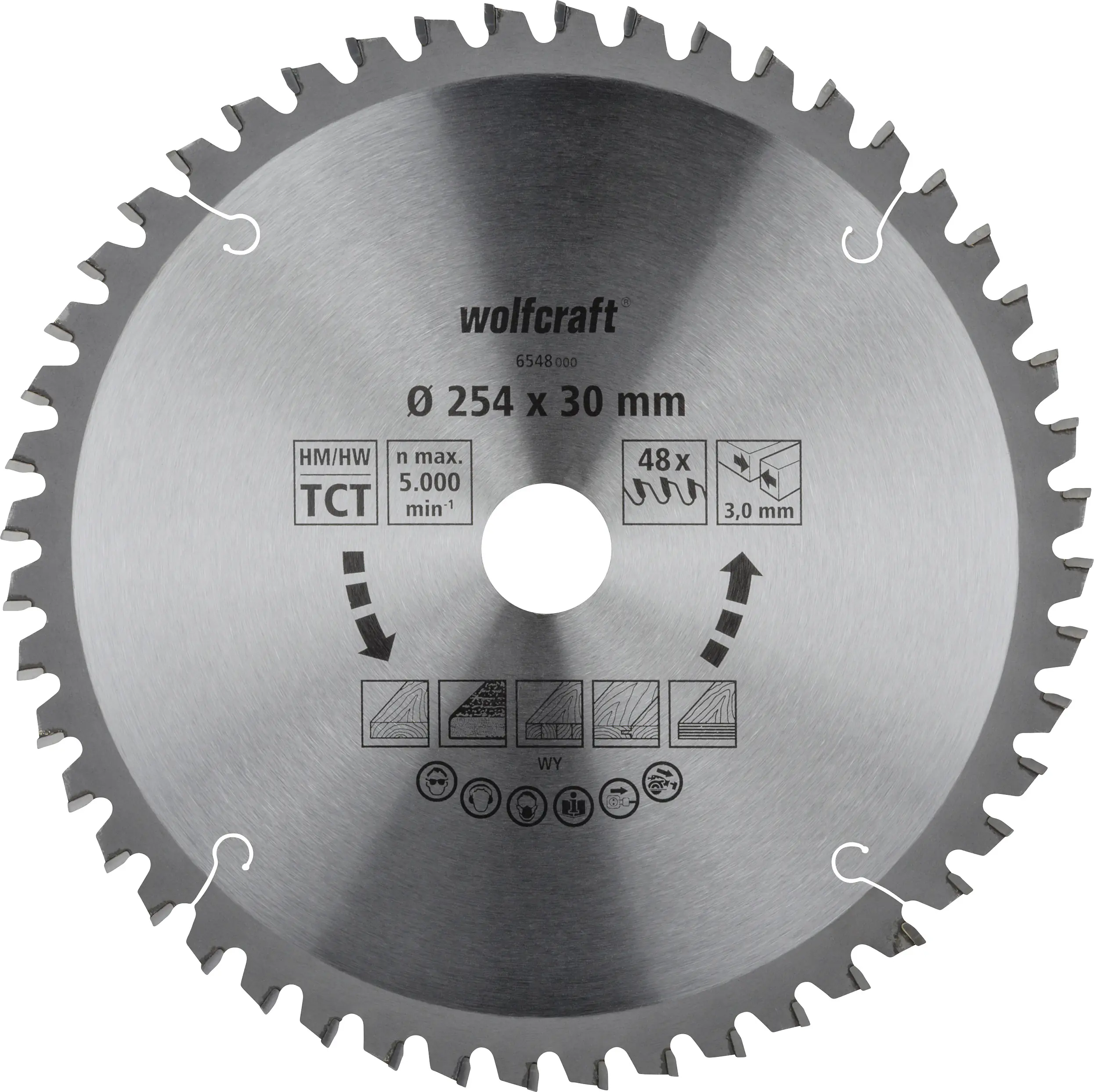 Wolfcraft Kreissägeblatt Ø 254 mm Bohrung Ø 30 mm 48 Zähne