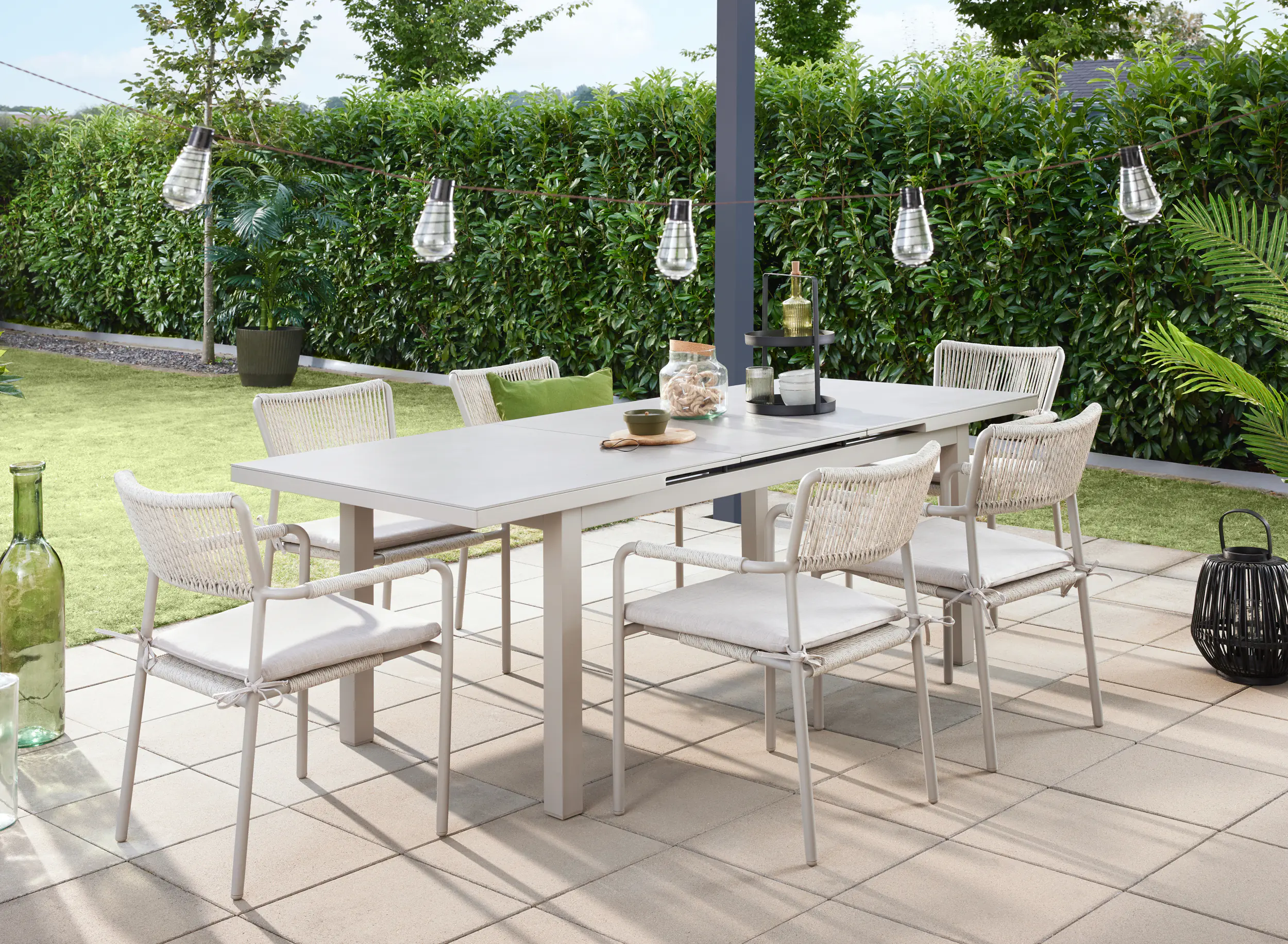 Primaster Gartentisch ausziehbar Aluminium Rhodos 167/217 x 90 cm hellgrau
