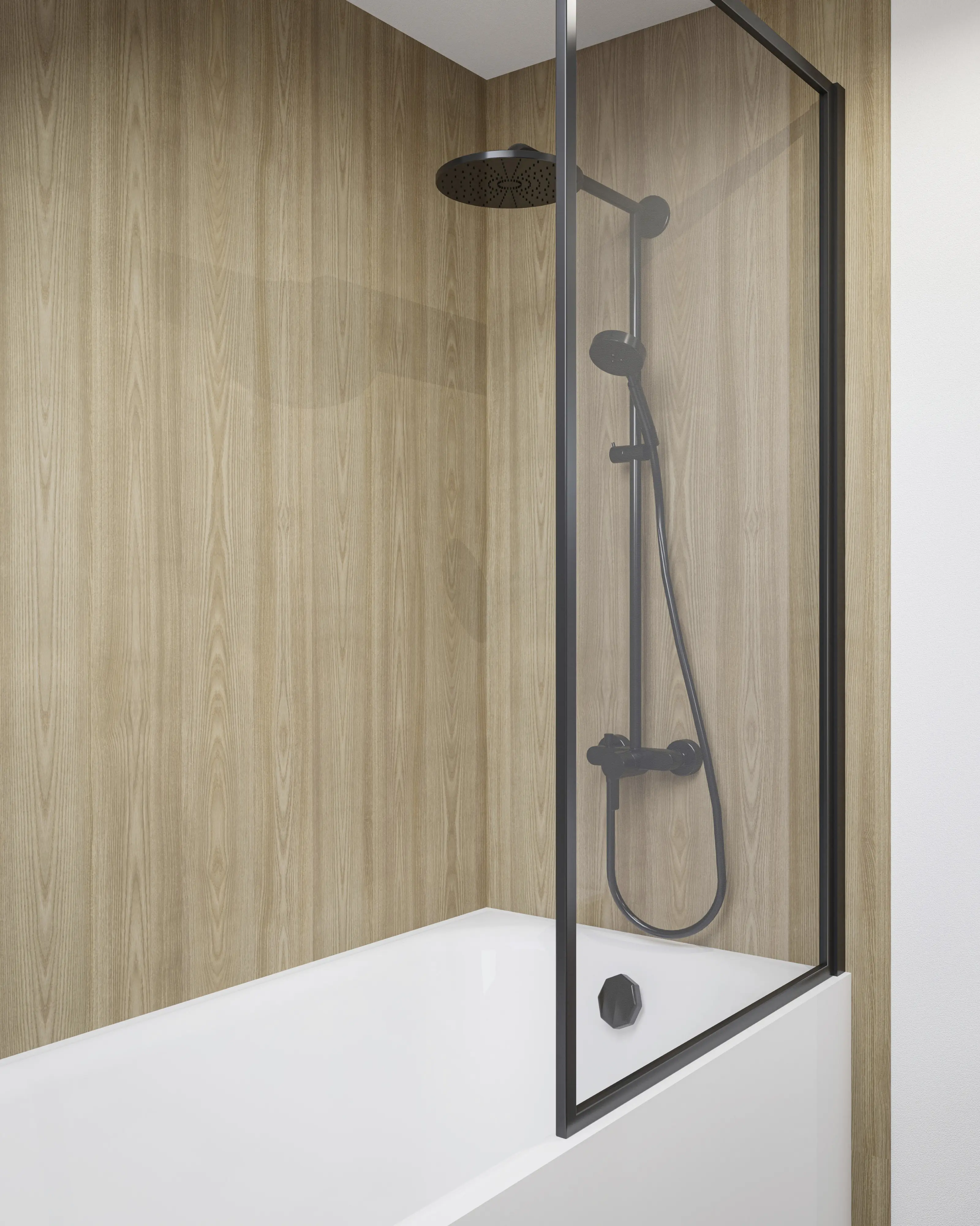 Wetwall Elite Wandpaneel  Natural Wood 16 x 242 cm mit abgerundeter Abschlusskante