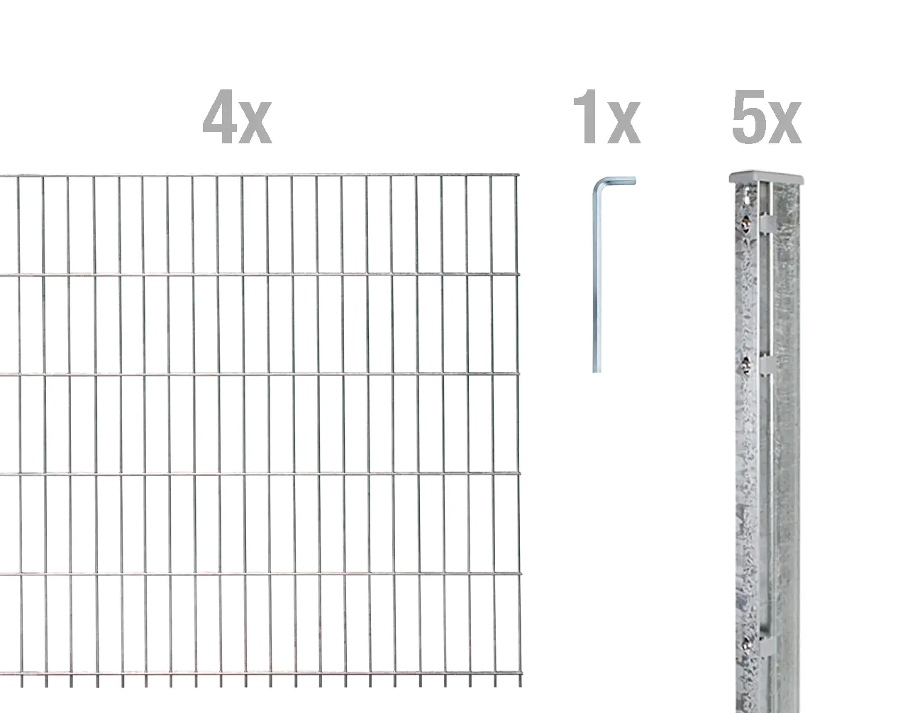 Alberts Doppelstabmatten-Grundset 10 m 250 x 103 cm 6/5/6 feuerverzinkt