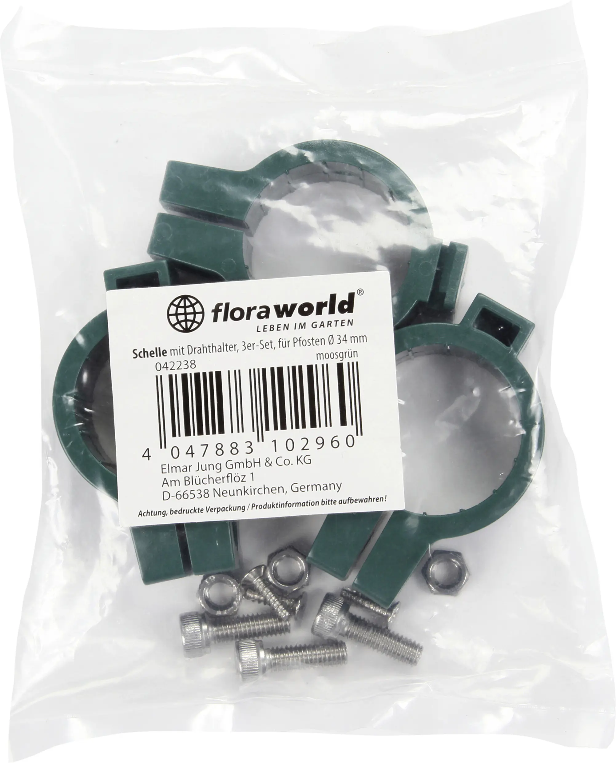 Floraworld Zaunschelle mit Drahthalter Ø 3,4 cm grün - 3 Stk.