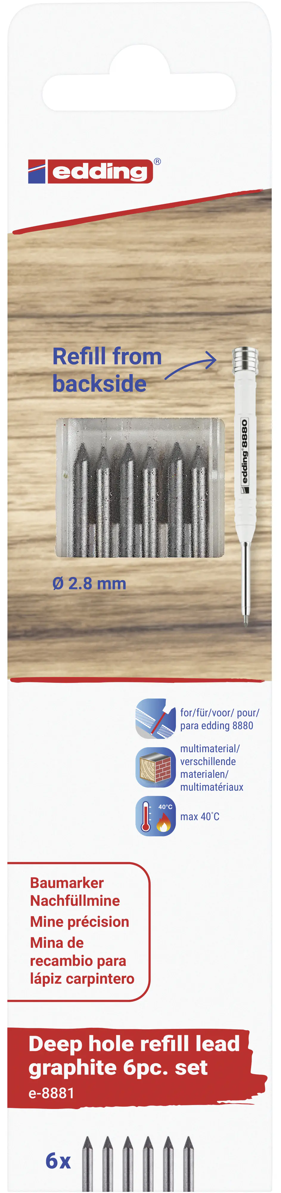 edding 8881 Nachfüllminen Tieflochmarker 15,8 cm grau-gelb-rot sortiert
