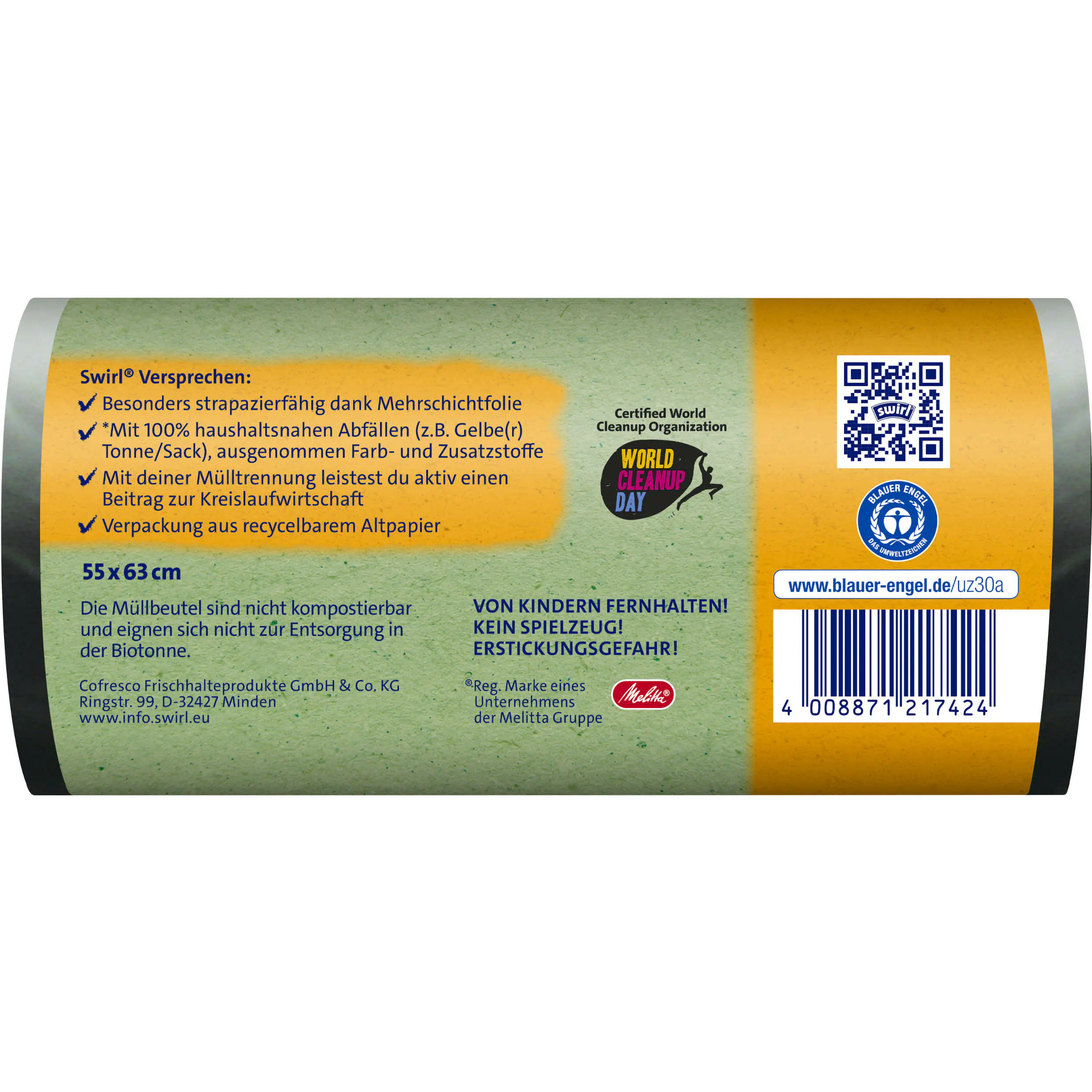 Swirl Öko Müllbeutel mit Tragegriff 35 L 12 Stück