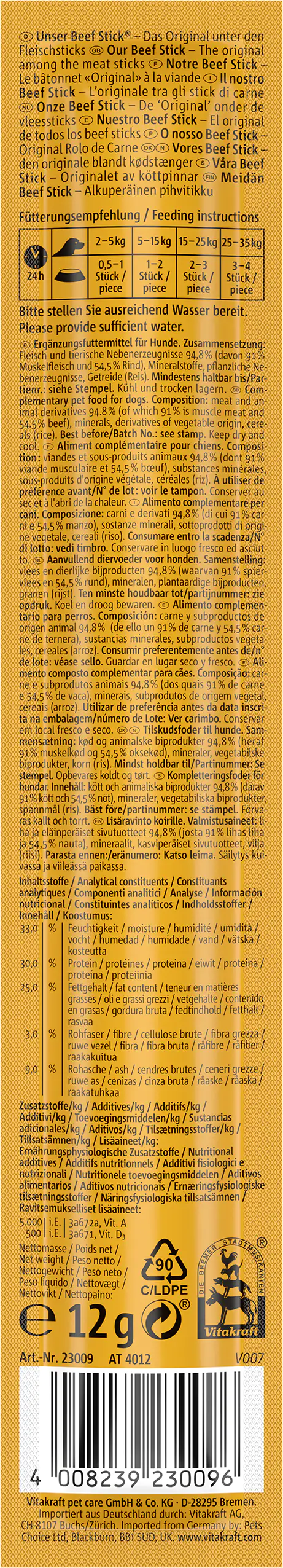 Vitakraft Beef Stick® Rind 1 Stück / 12 g