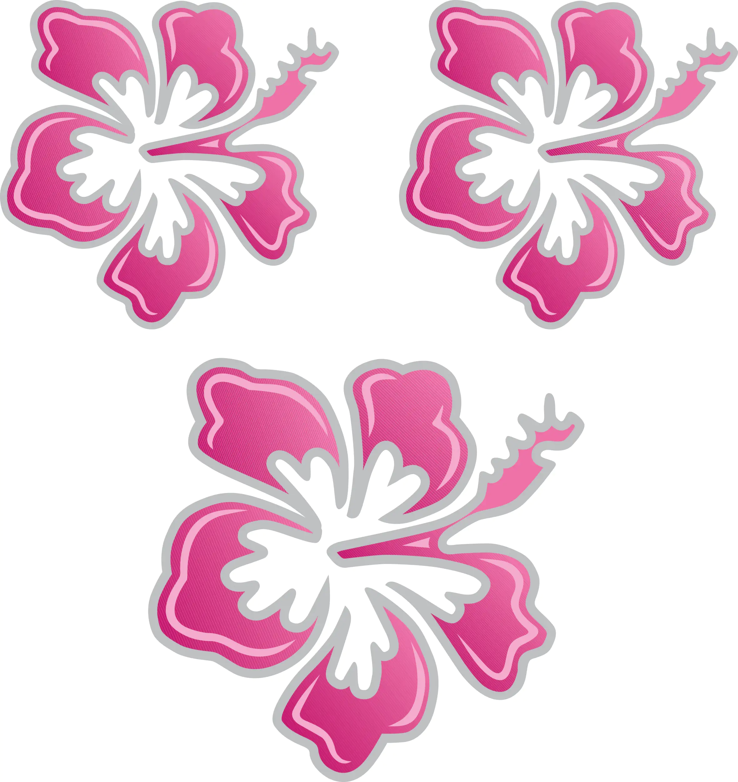 Hermann Schütz Aufkleber Hibiskusblüten-Set Dimension rosa/silber 3 Motive