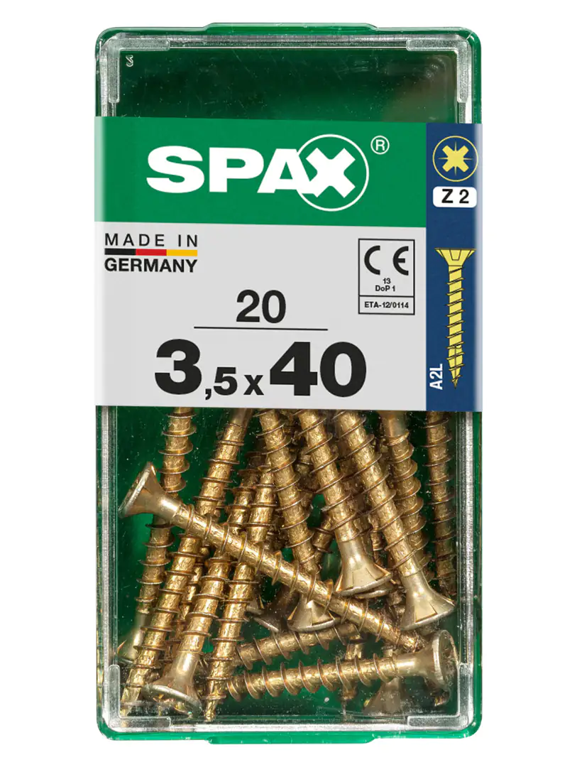 Spax Universalschrauben 3.5 x 40 mm PZ 2 - 20 Stk. Spax Universalschrauben 3.5 x 40 mm PZ 2 - 20 Stk.