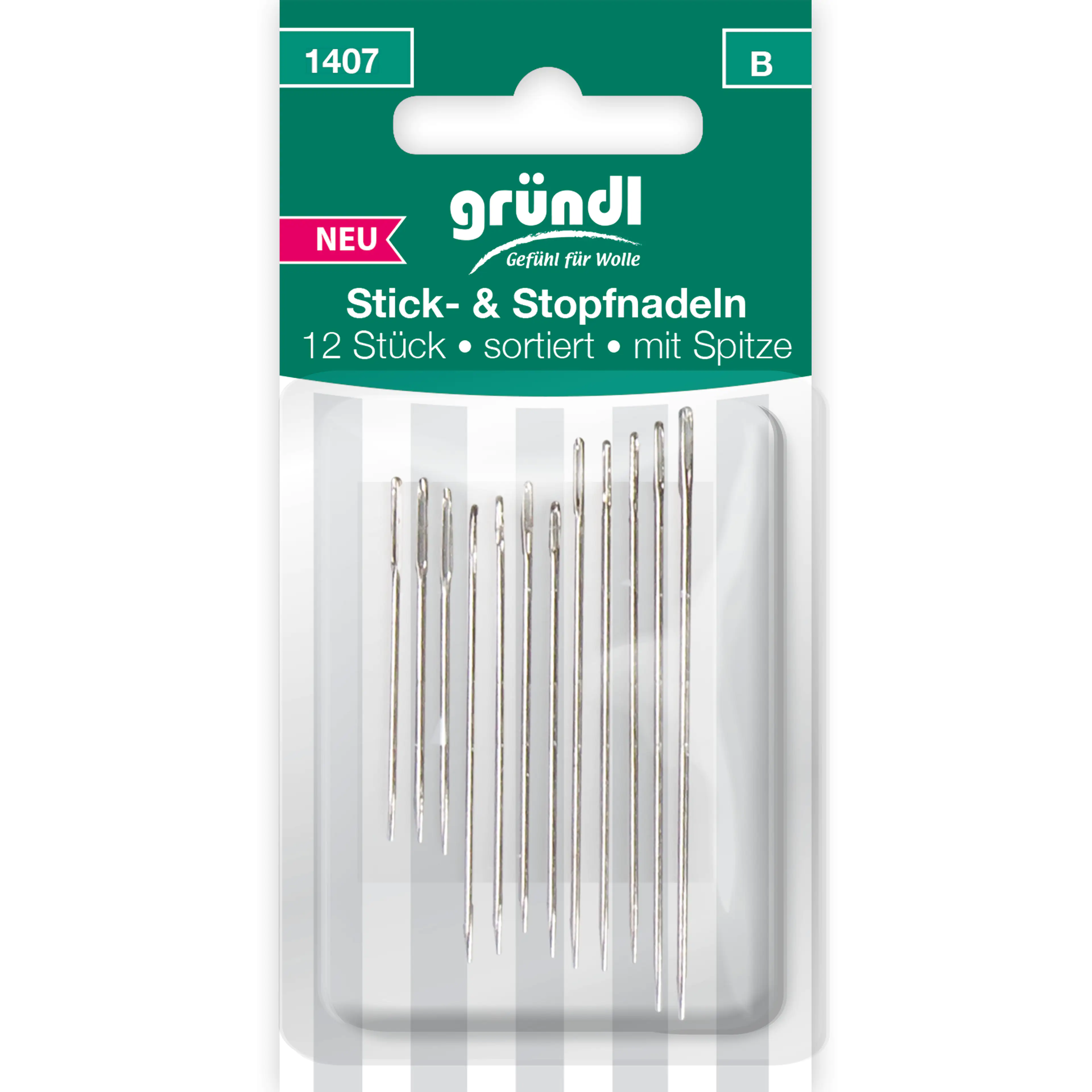 Gründl Stick- und Stopfnadeln 12 Stück mit Spitze