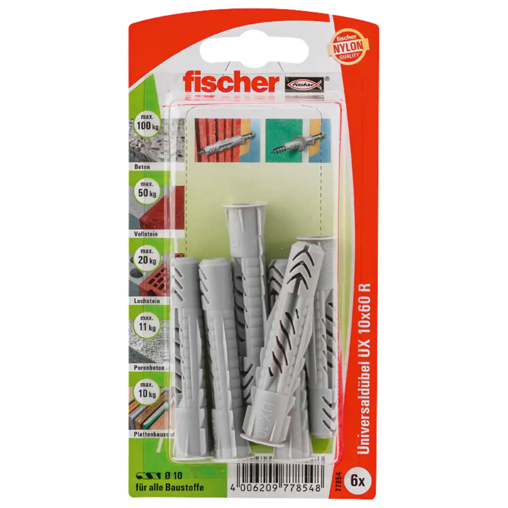 Fischer Universaldübel UX 10.0 x 60 mm - 6 Stück