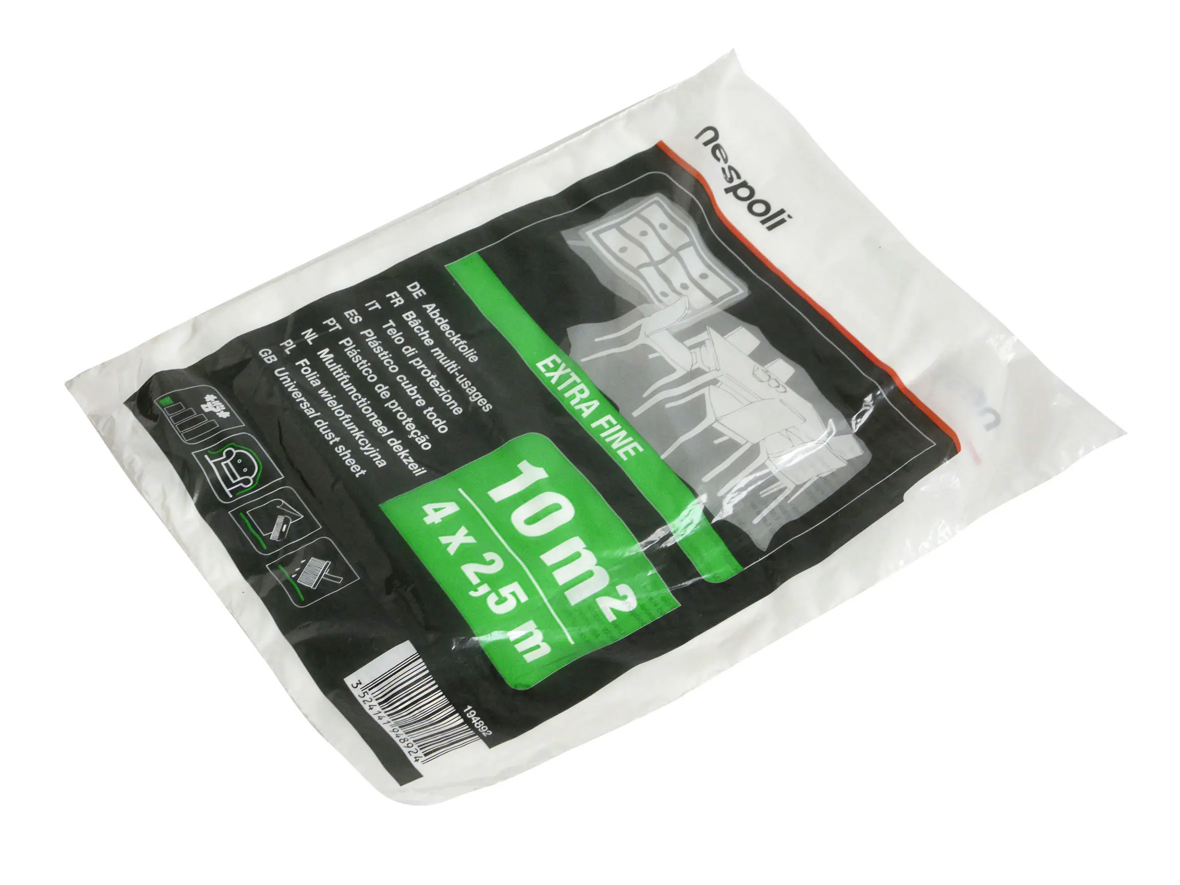 Nespoli Abdeckfolie ExtraFine 4 x 2,5 m = 10 m² transparent