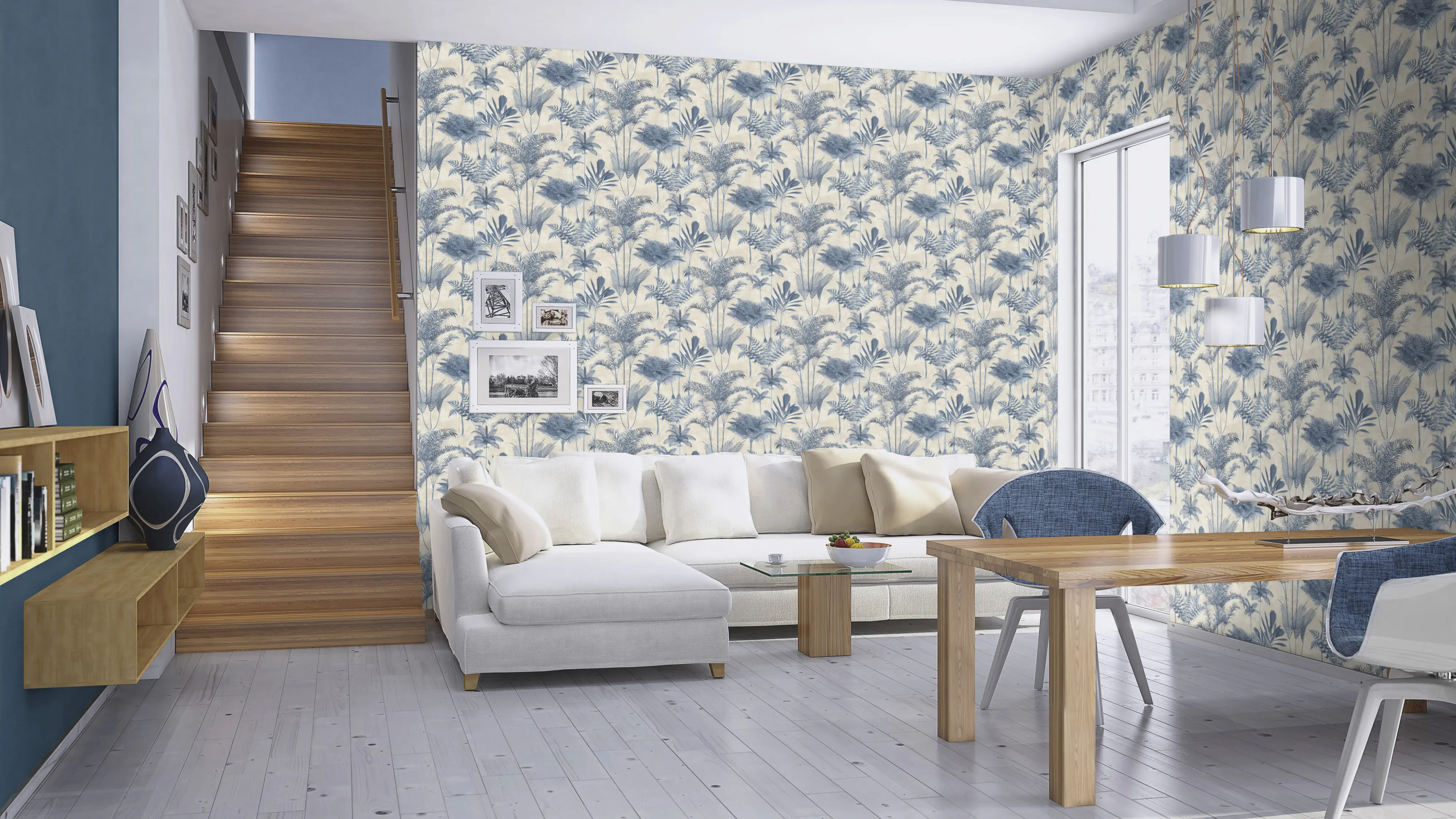 Rasch Vliestapete 555127 Blau-Indigo Muster & Motive 10,05 m x 0,53 m