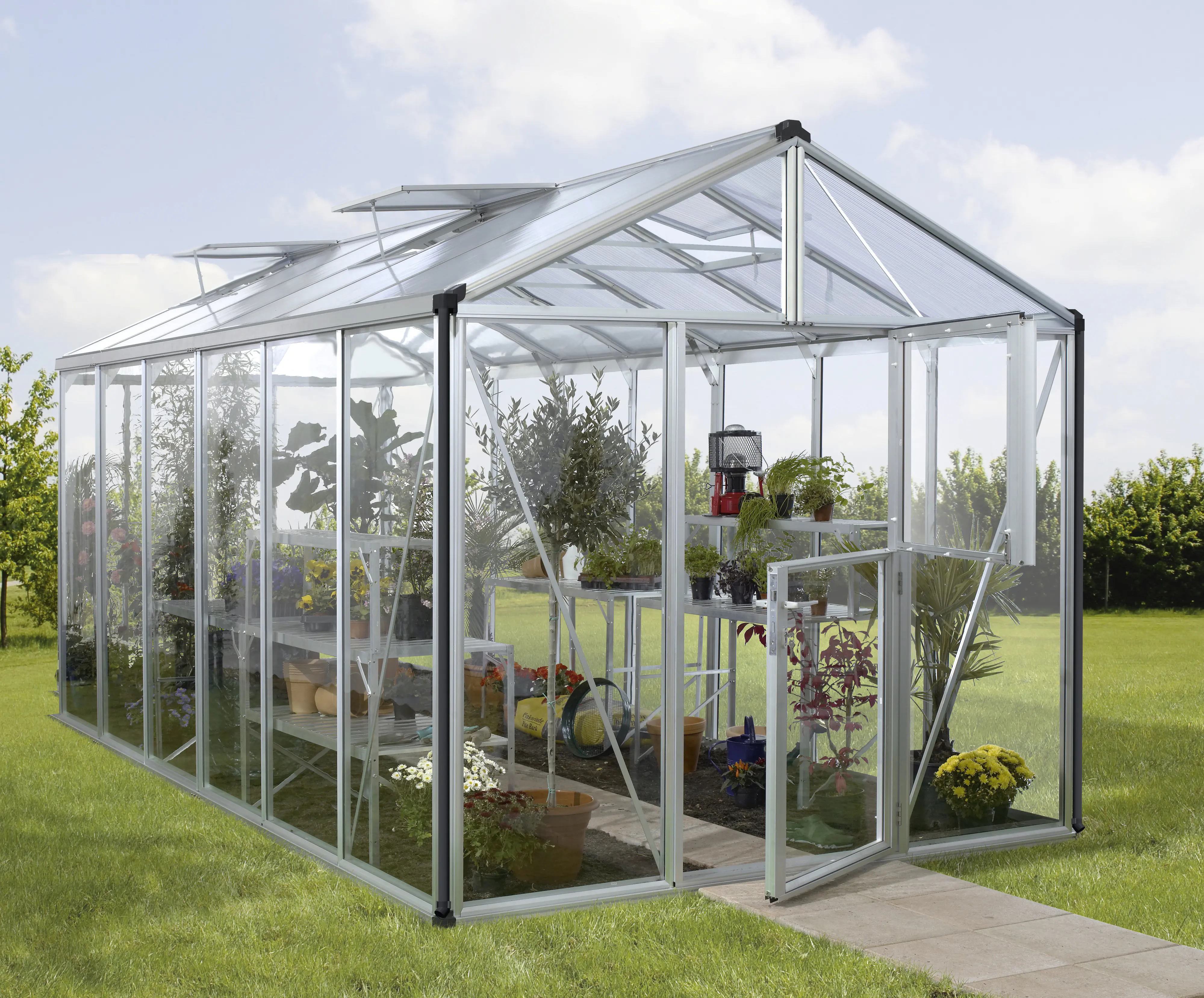 Vitavia Gewächshaus-Set Zeus 11900 ESG/HKP alu 266 x 398 cm 