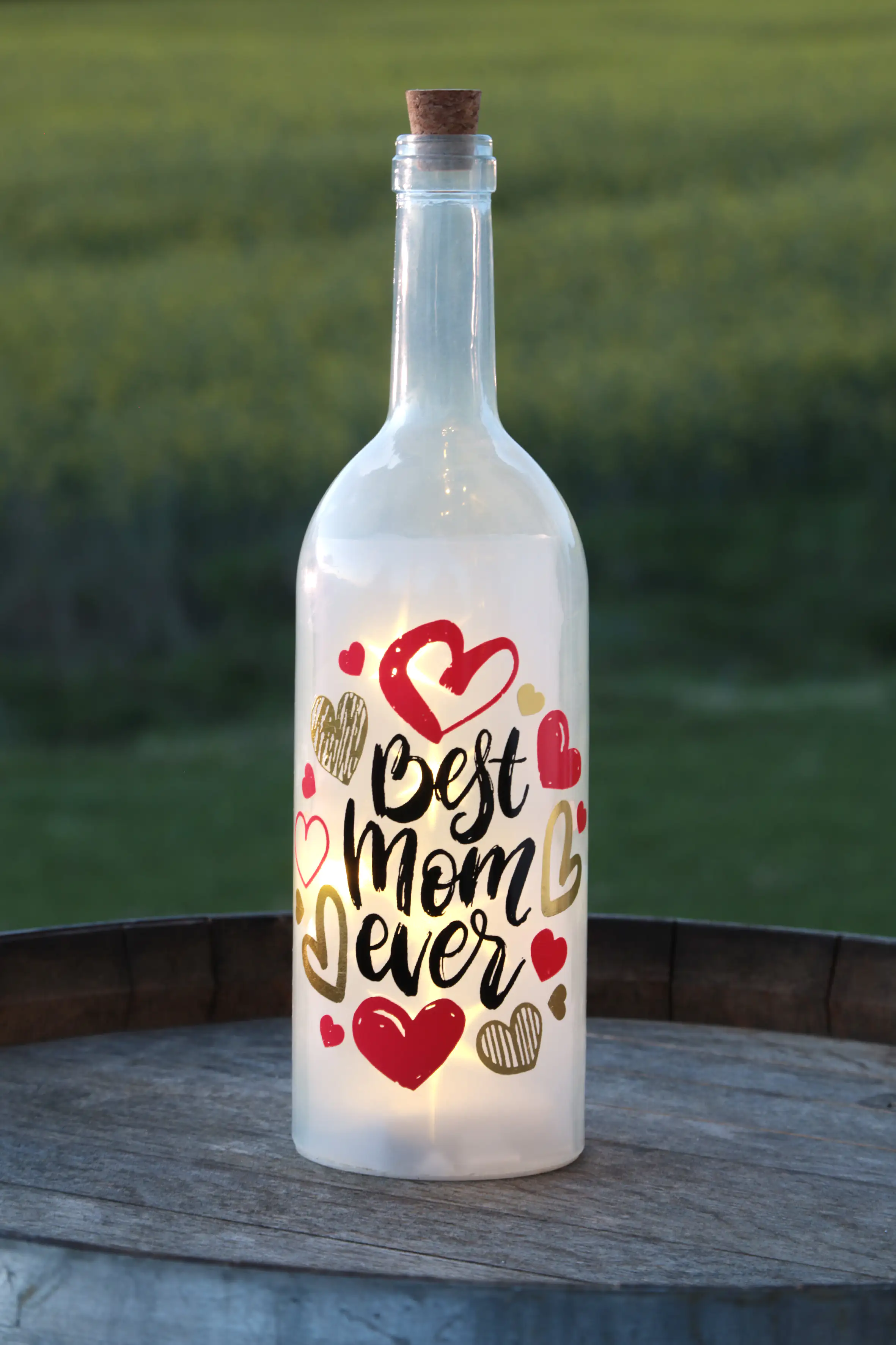 TrendLine LED Deko Flasche Best Mom ever, weiß