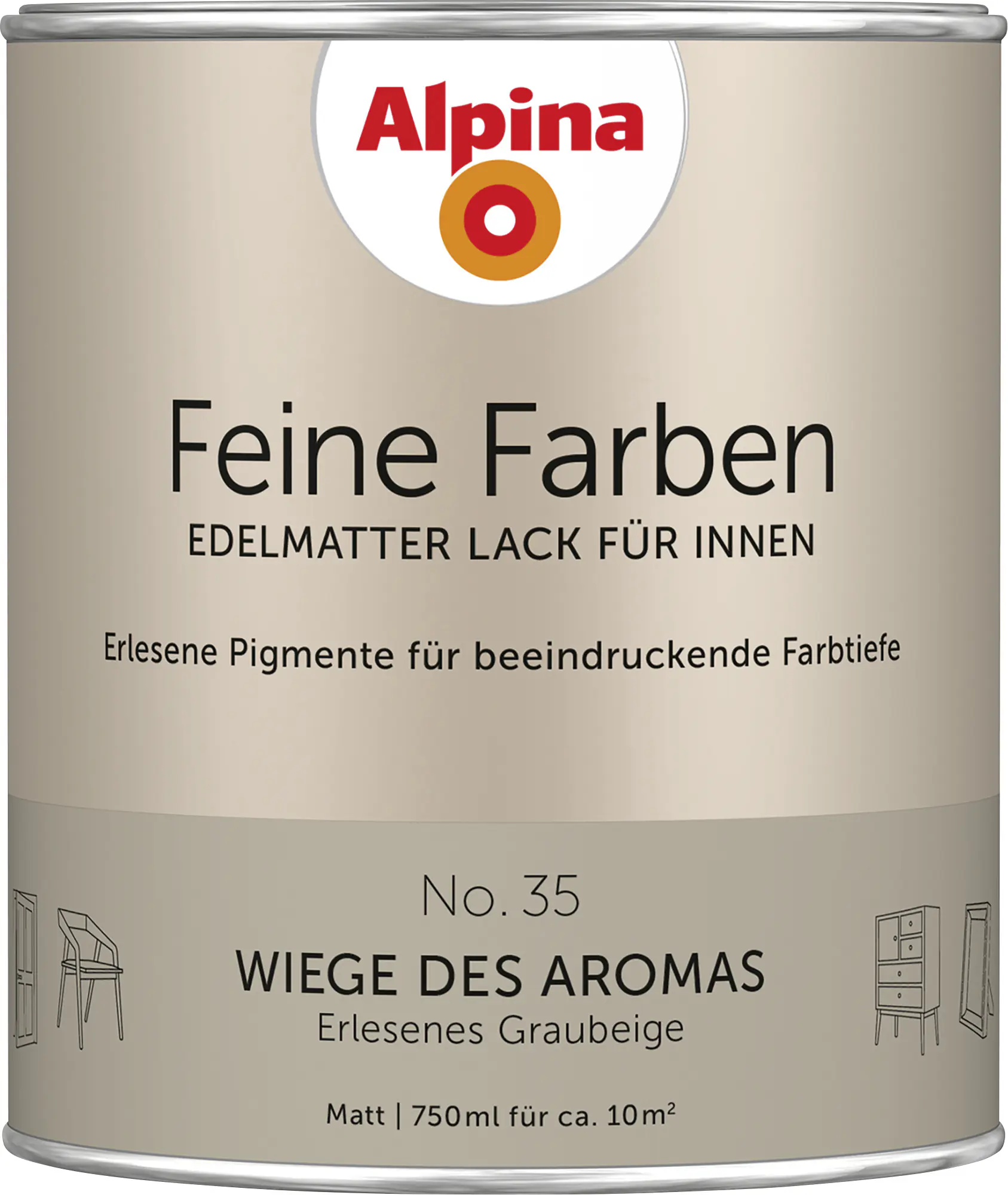 Alpina Feine Farben Lack No. 35 Wiege des Aromas - graubeige 750 ml