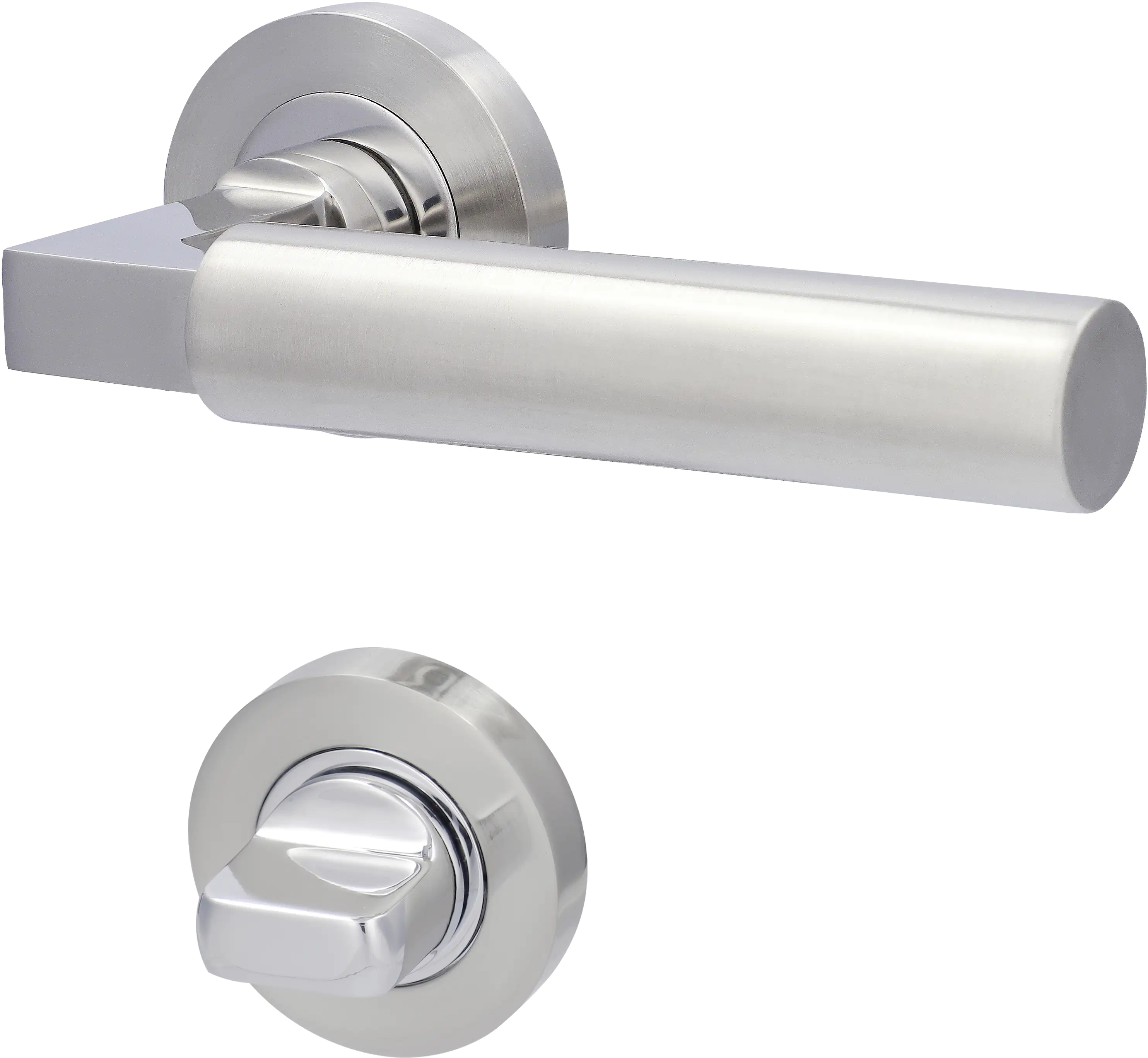 Alpertec WC-Rosettengarnitur Solid 2 Edelstahl silber rund