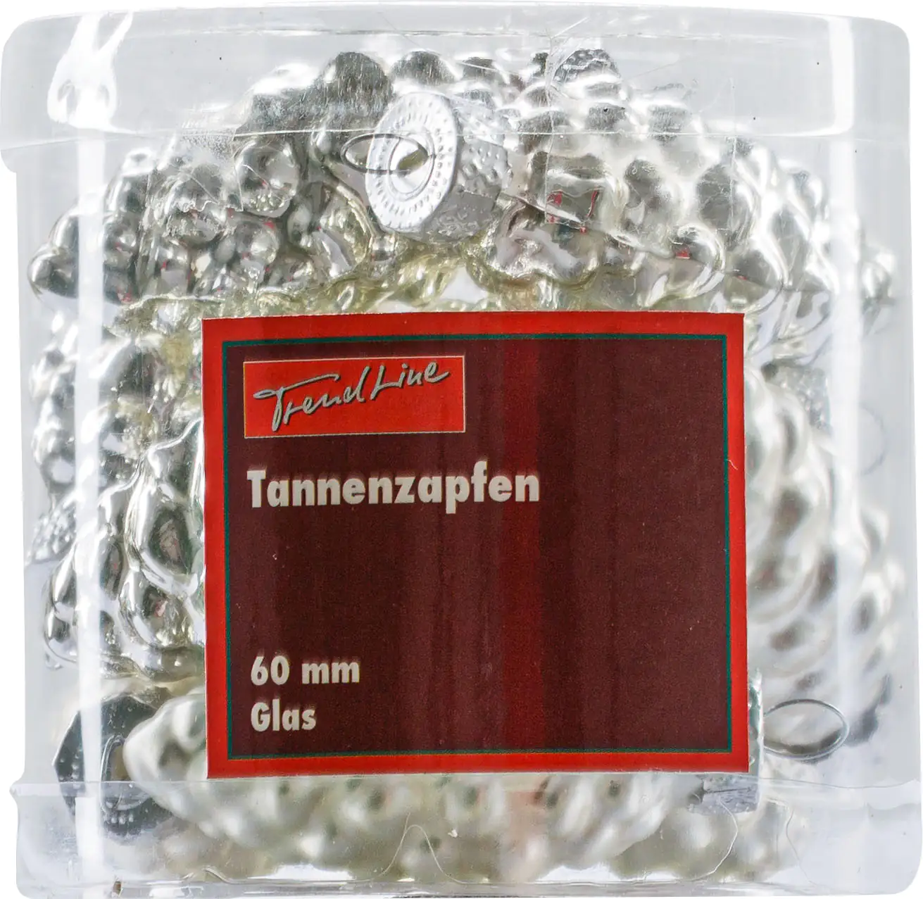 TrendLine Weihnachtskugeln Glas-Tannenzapfen 6 cm silber 12 Stück