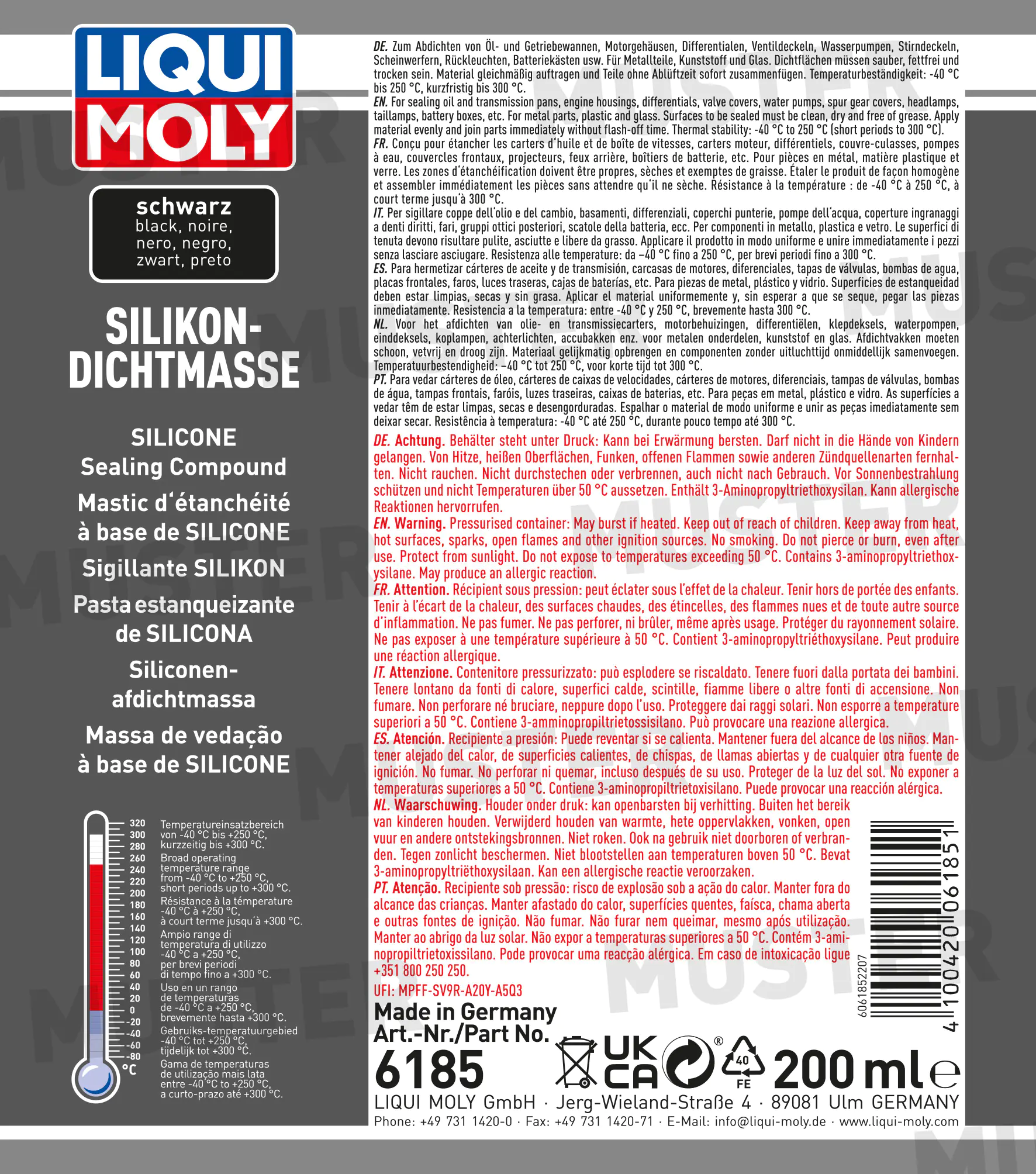 Liqui Moly Silikon-Dichtmasse schwarz 200 ml Liqui Moly Silikon-Dichtmasse schwarz 200 ml