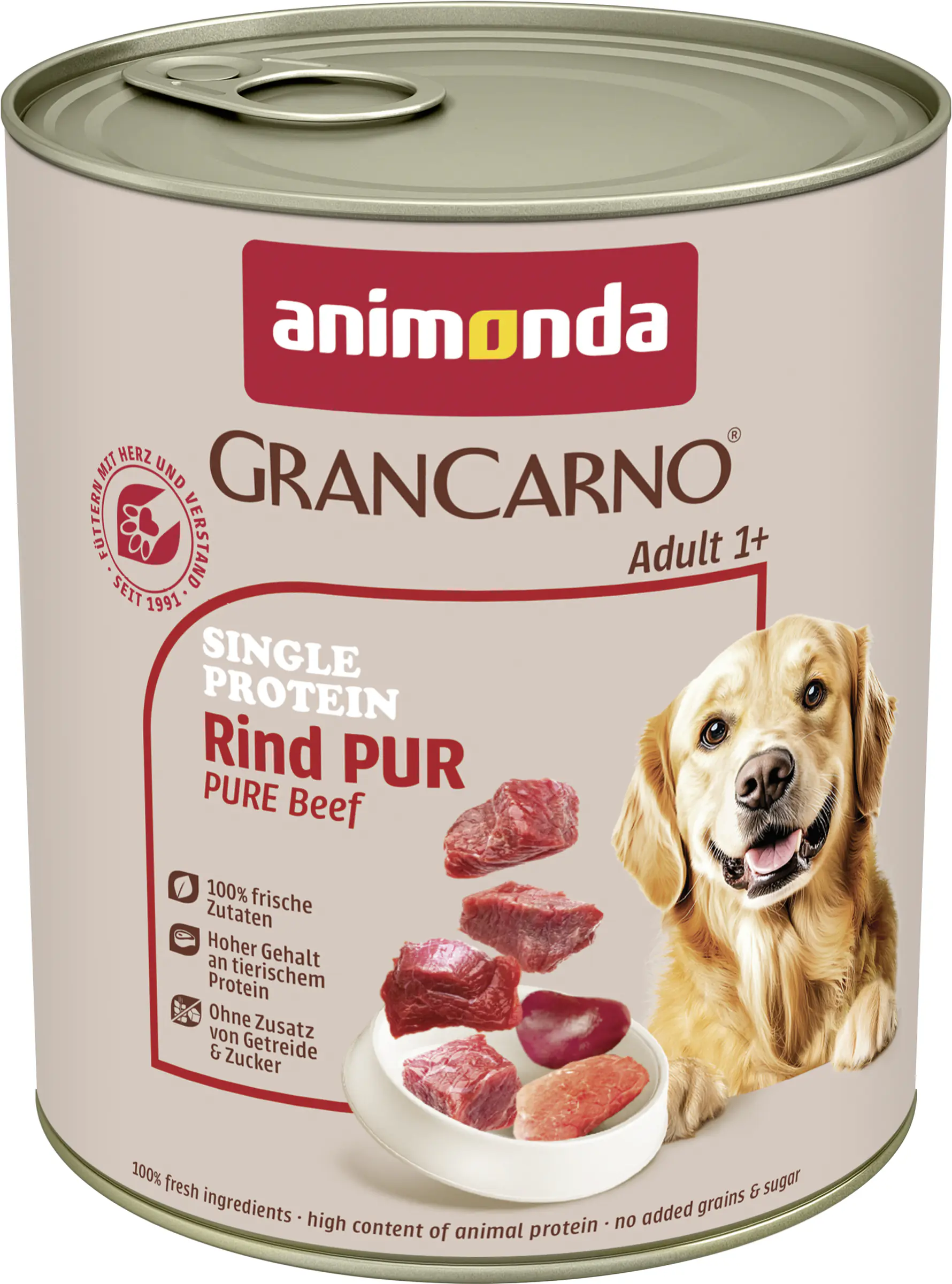 Animonda GranCarno Hundenassfutter Adult Single Protein getreidefrei 800 g Rind