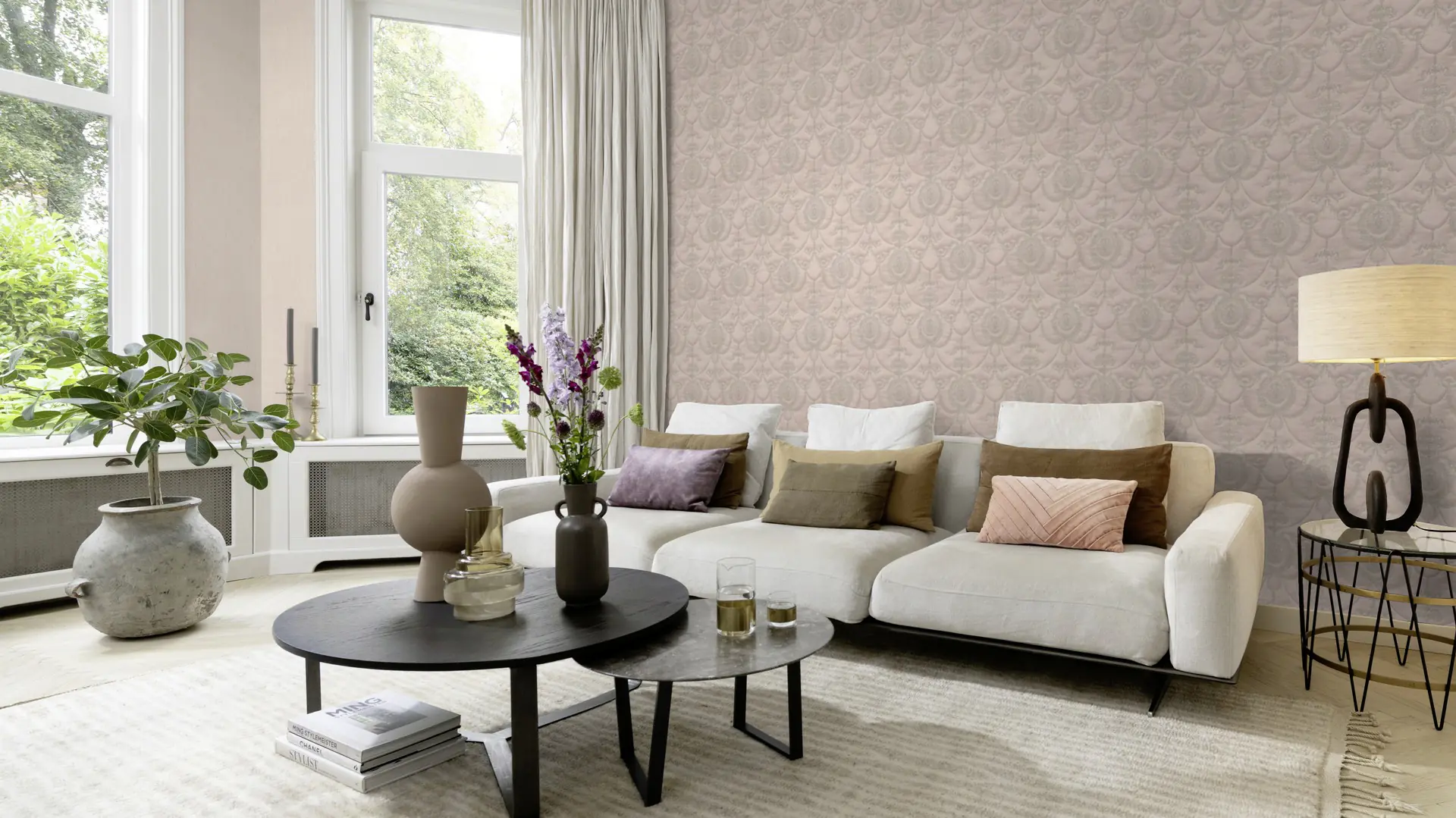 Rasch Vliestapete 570021 Trianon XIII textikstruktur rose, 10,05 x 0,53 m