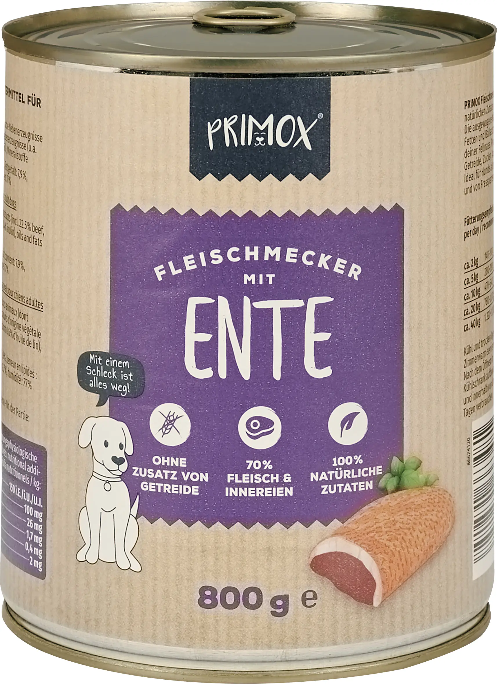 Primox Hundenassfutter Adult getreidefrei 800 g Ente