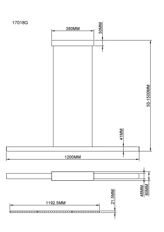 Globo Hängeleuchte Cody 120 x 150 cm L x B goldfarben matt