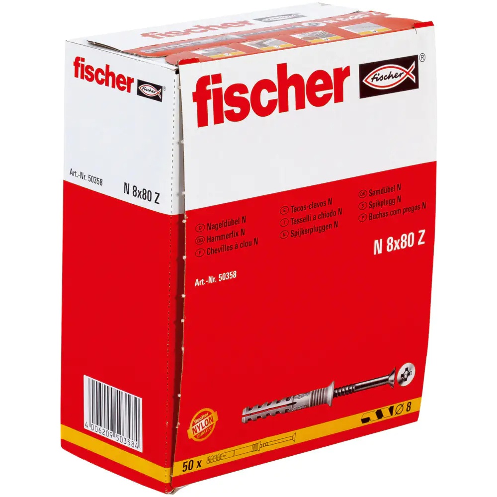 Fischer Nageldübel N 8.0 x 80 mm - 50 Stück Fischer Nageldübel N 8.0 x 80 mm - 50 Stück